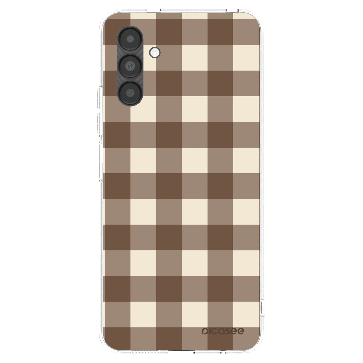 Picasee silikónový prehľadný obal pre Samsung Galaxy A04s A047F - Brown grid