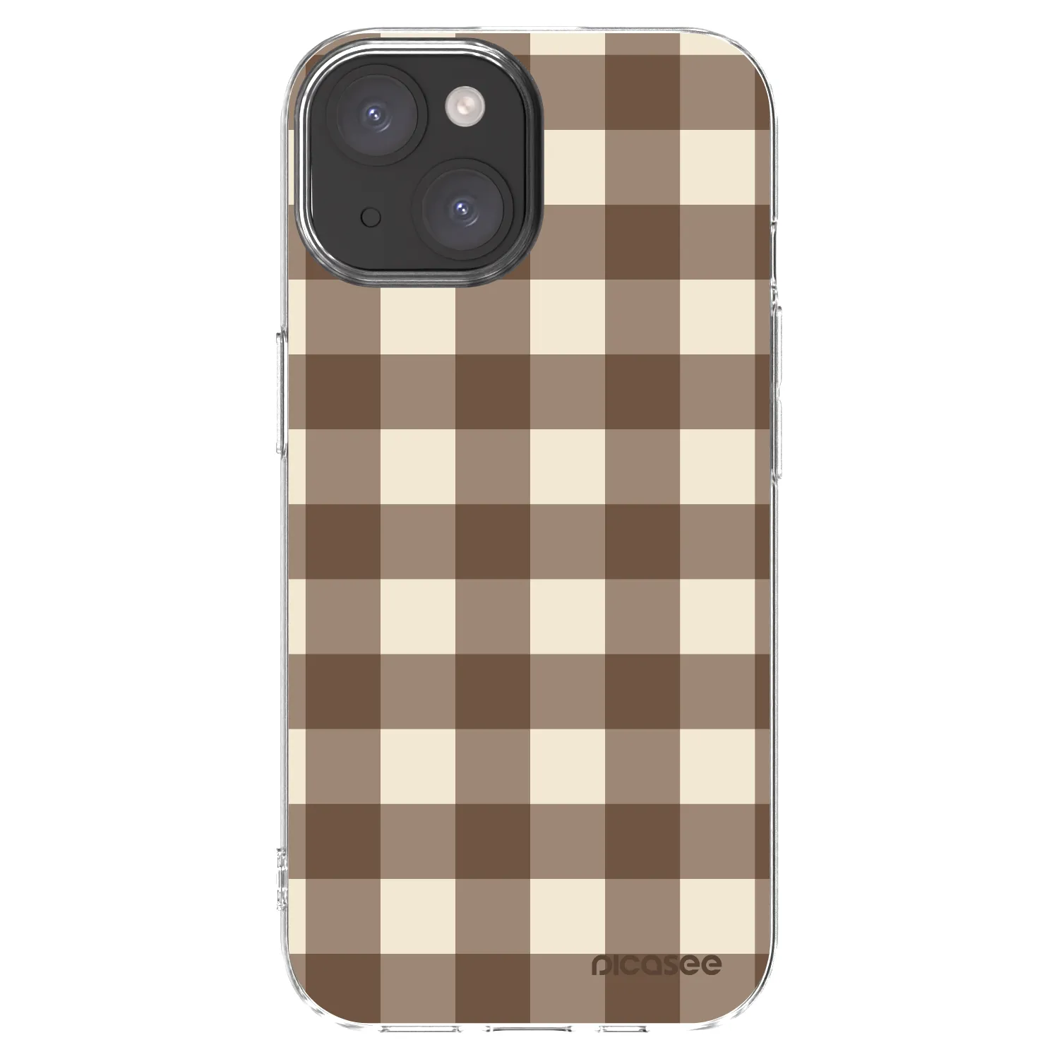 Picasee silikónový prehľadný obal pre Apple iPhone 15 - Brown grid