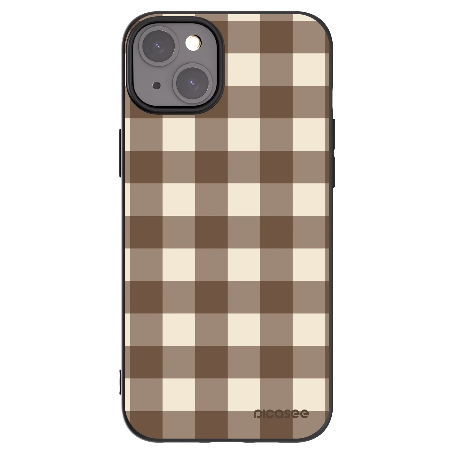 Picasee silikónový čierny obal pre Apple iPhone 15 Plus - Brown grid