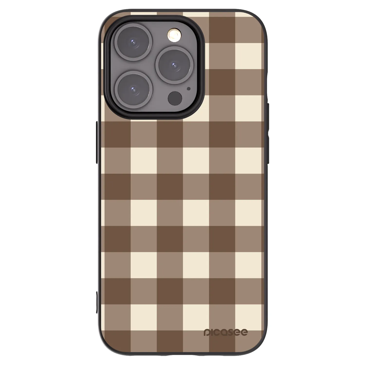 Picasee silikónový čierny obal pre Apple iPhone 15 Pro - Brown grid
