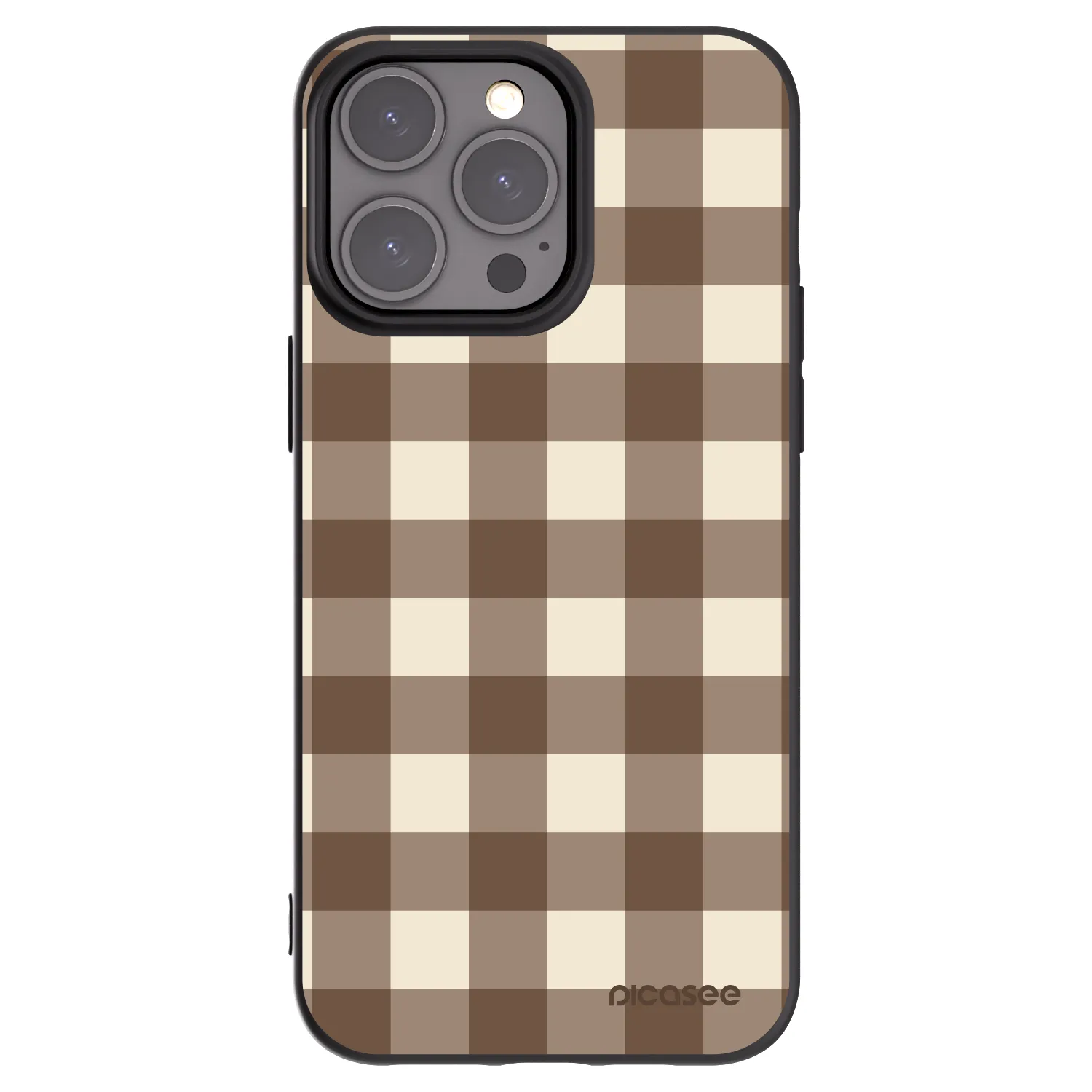 Picasee silikónový čierny obal pre Apple iPhone 15 Pro Max - Brown grid