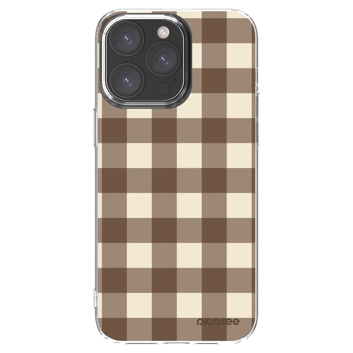Picasee silikónový prehľadný obal pre Apple iPhone 15 Pro Max - Brown grid