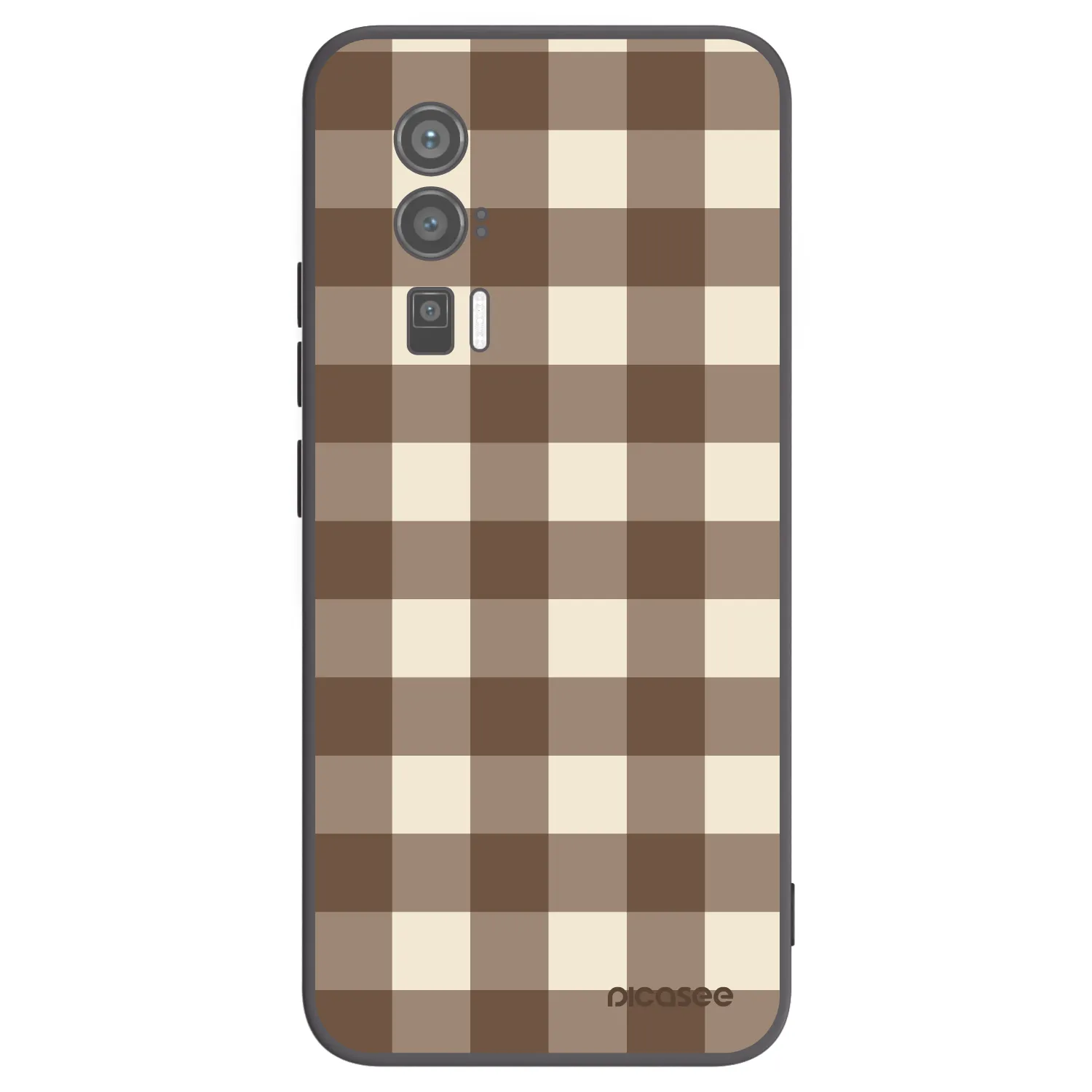 Picasee silikónový čierny obal pre Xiaomi Poco F5 Pro 5G - Brown grid