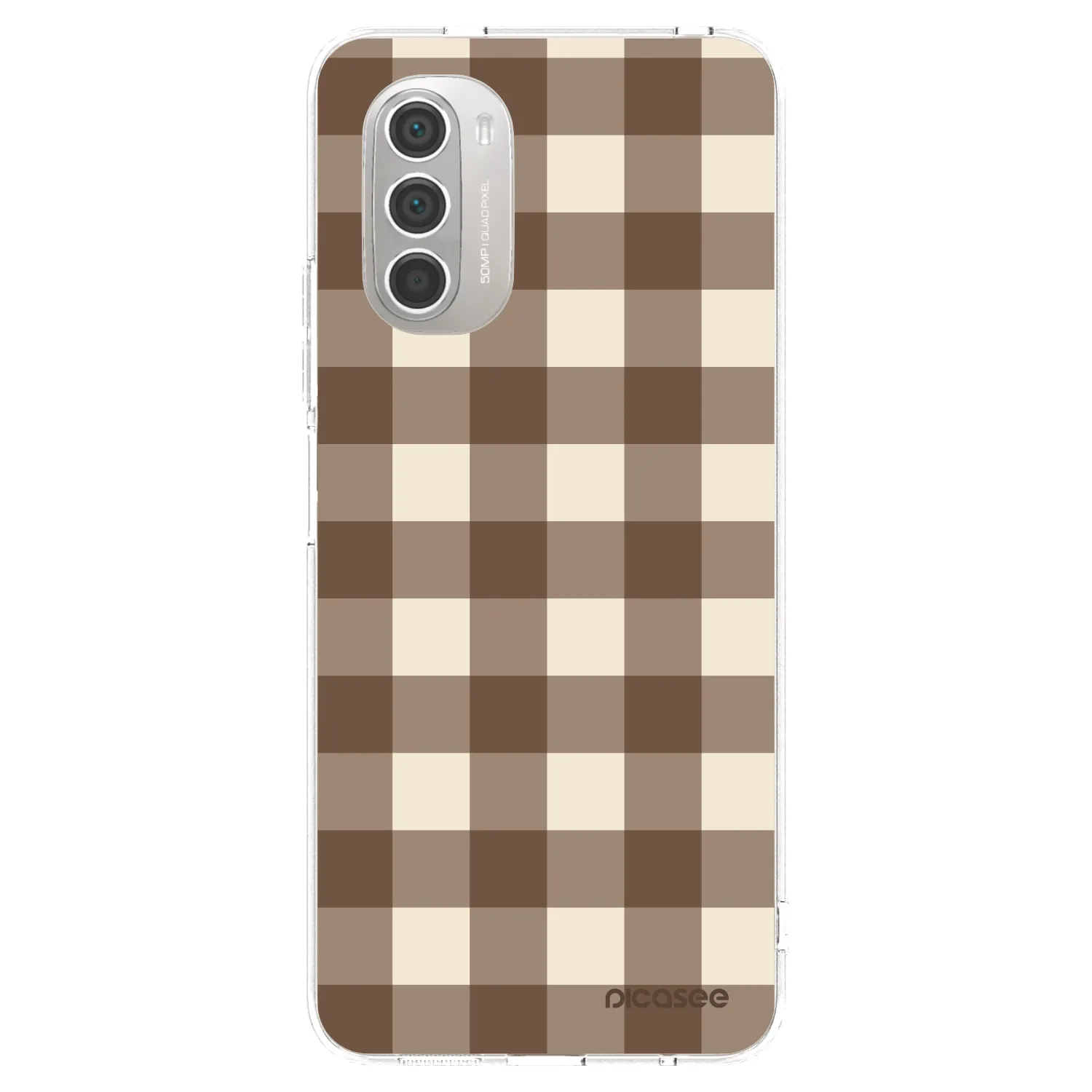 Picasee silikónový prehľadný obal pre Motorola Moto G51 - Brown grid