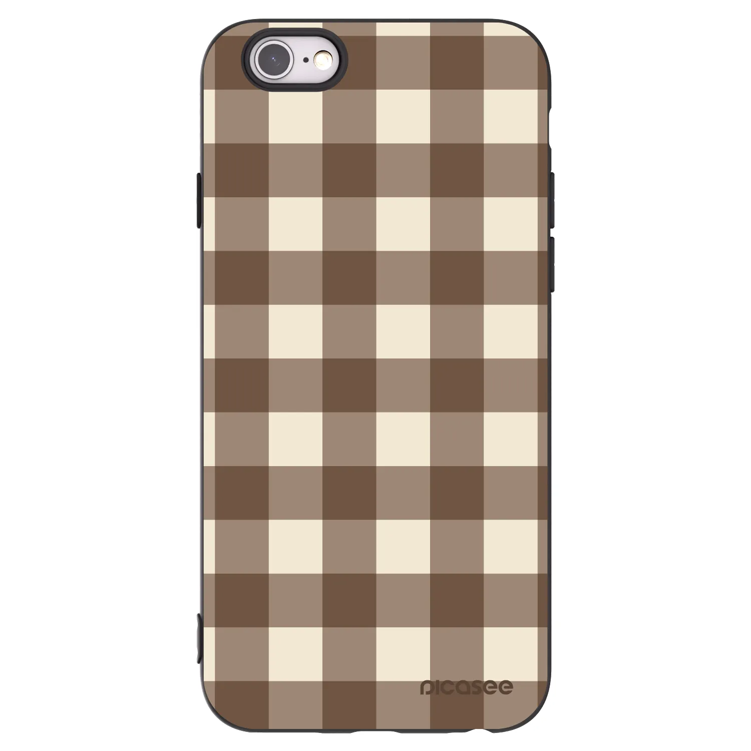 Picasee silikónový čierny obal pre Apple iPhone 6/6S - Brown grid