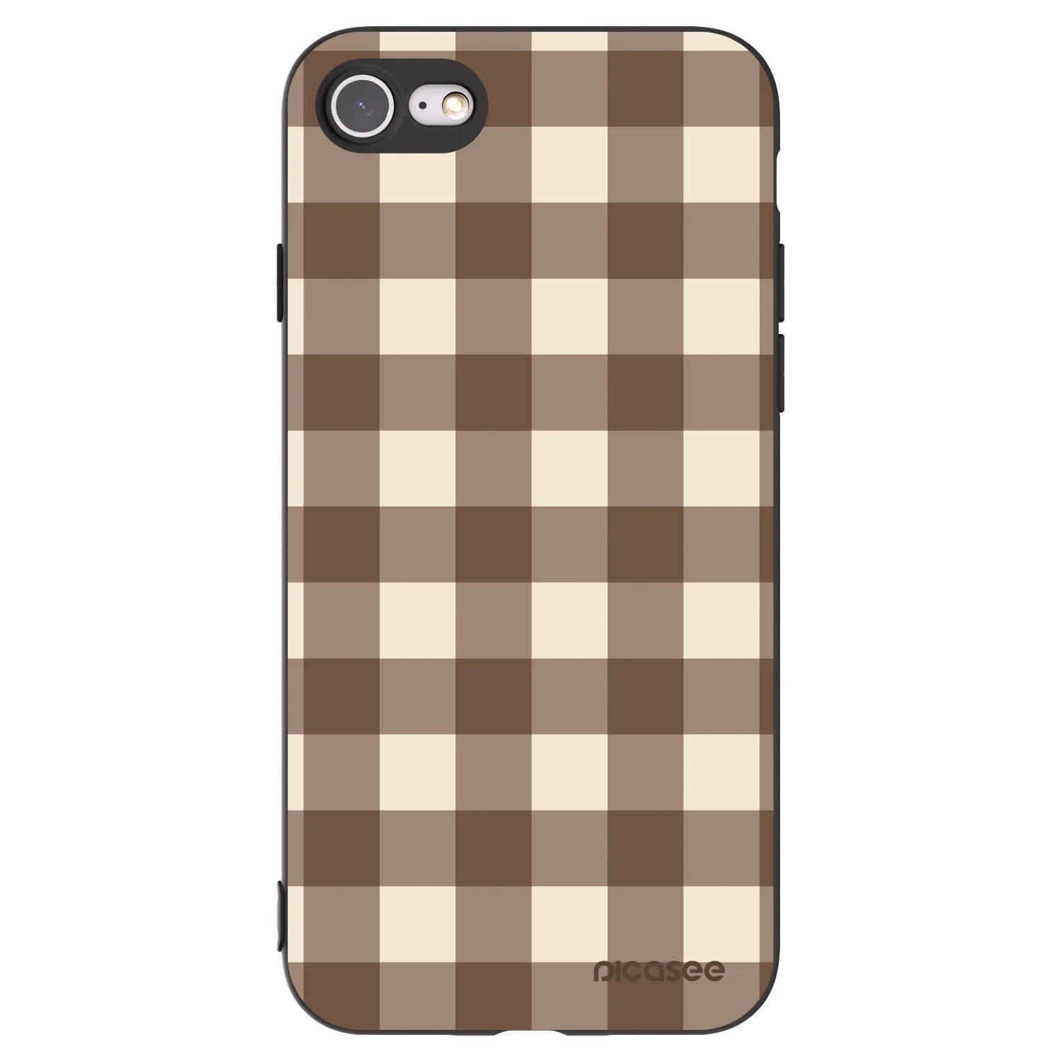 Picasee silikónový čierny obal pre Apple iPhone 7 - Brown grid
