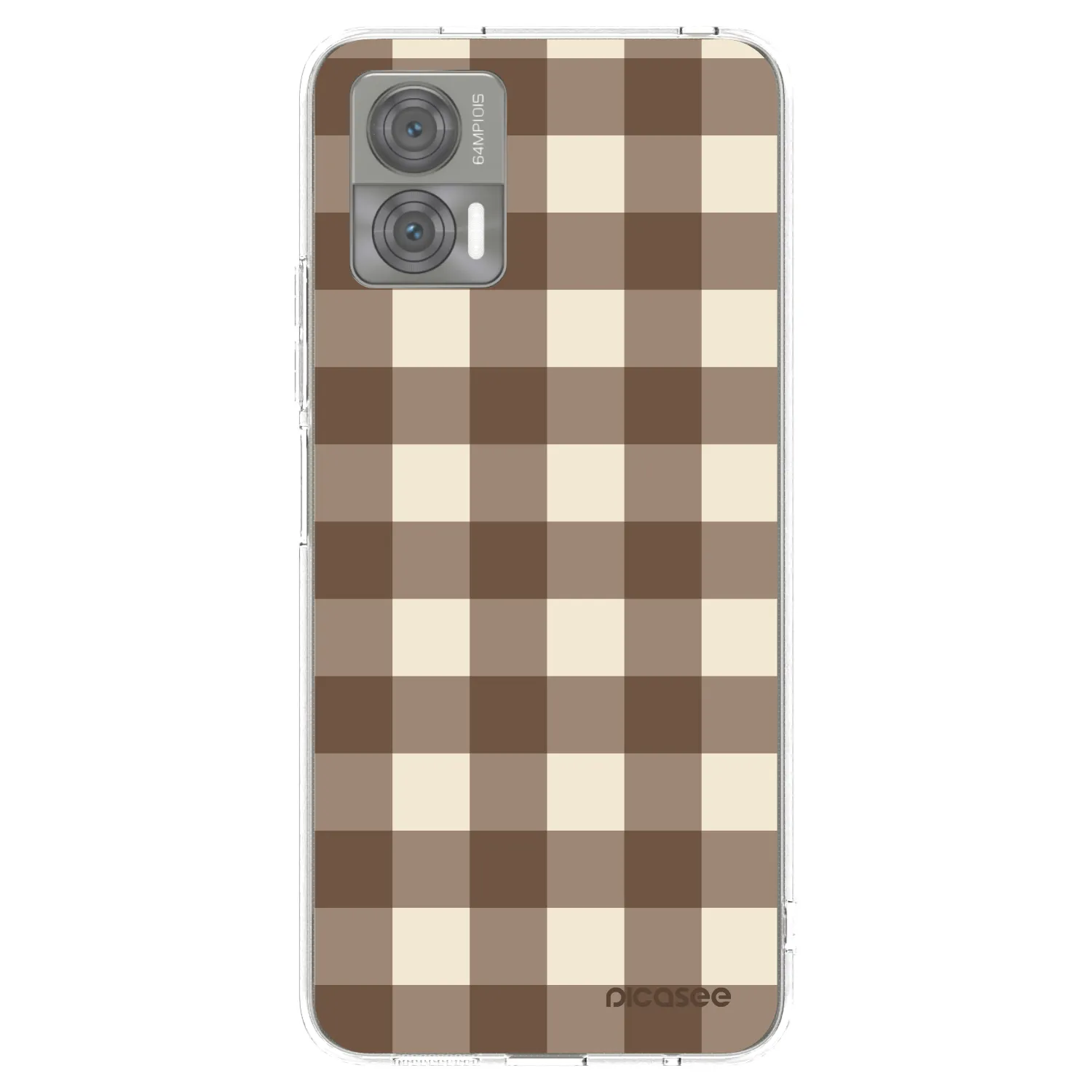 Picasee silikónový prehľadný obal pre Motorola Edge 30 Neo - Brown grid