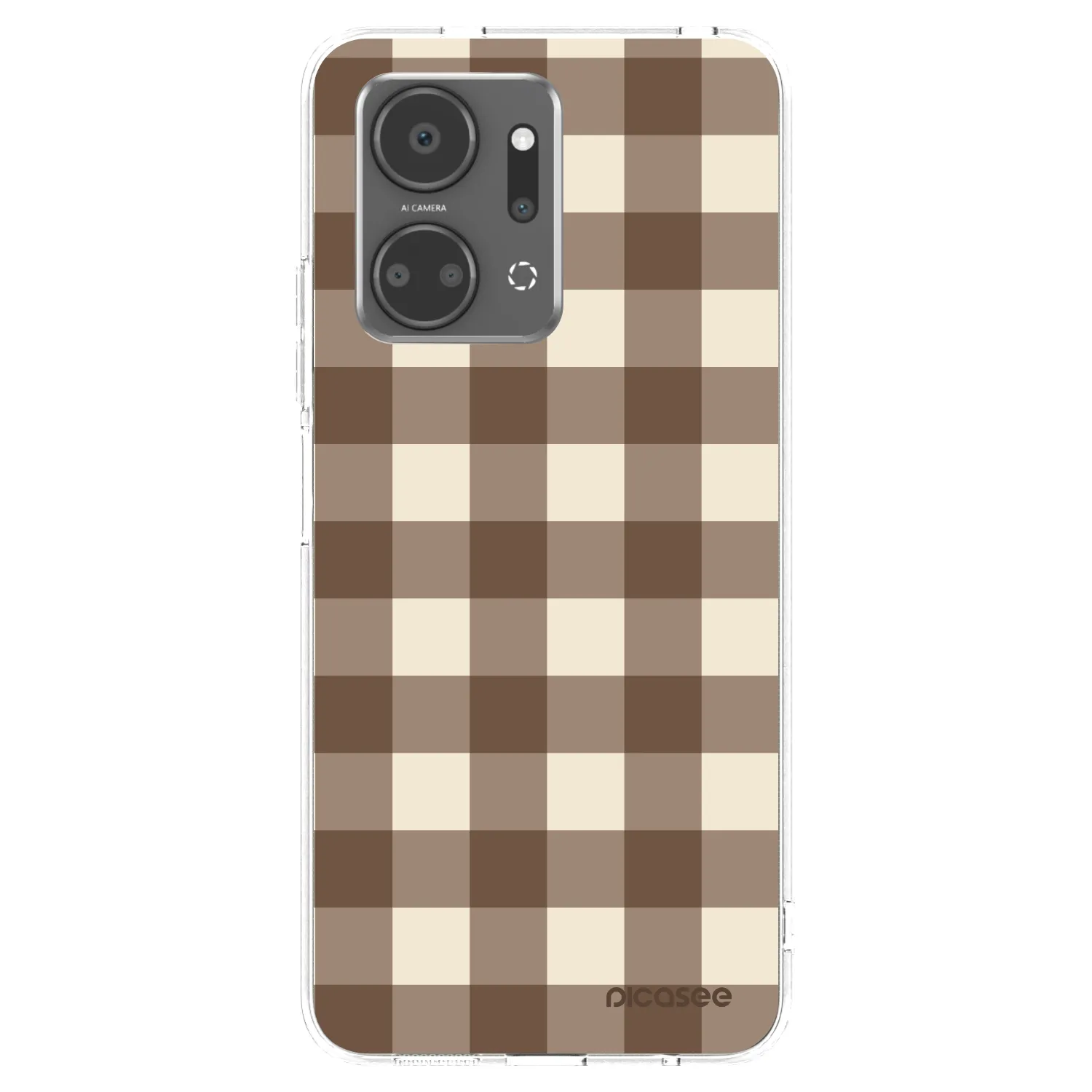 Picasee silikónový prehľadný obal pre Honor X7a - Brown grid