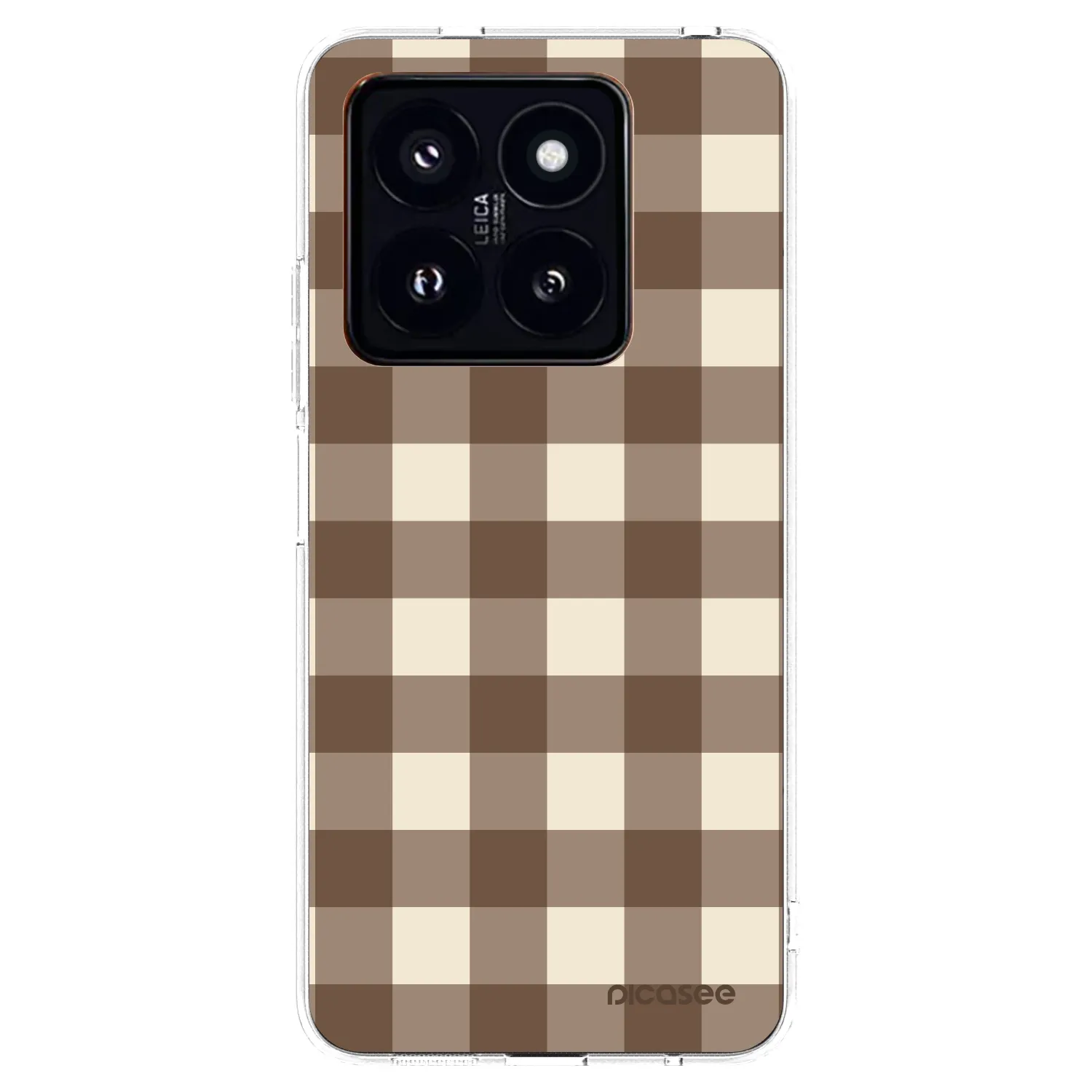 Picasee silikónový prehľadný obal pre Xiaomi 14 Pro - Brown grid