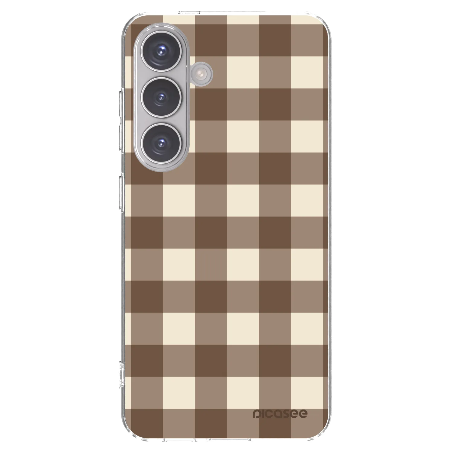 Picasee silikónový prehľadný obal pre Samsung Galaxy S24 S921B 5G - Brown grid