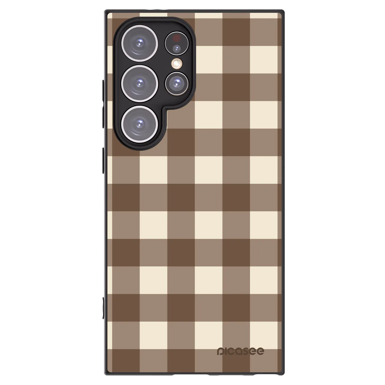 Picasee silikónový čierny obal pre Samsung Galaxy S24 Ultra S928B 5G - Brown grid