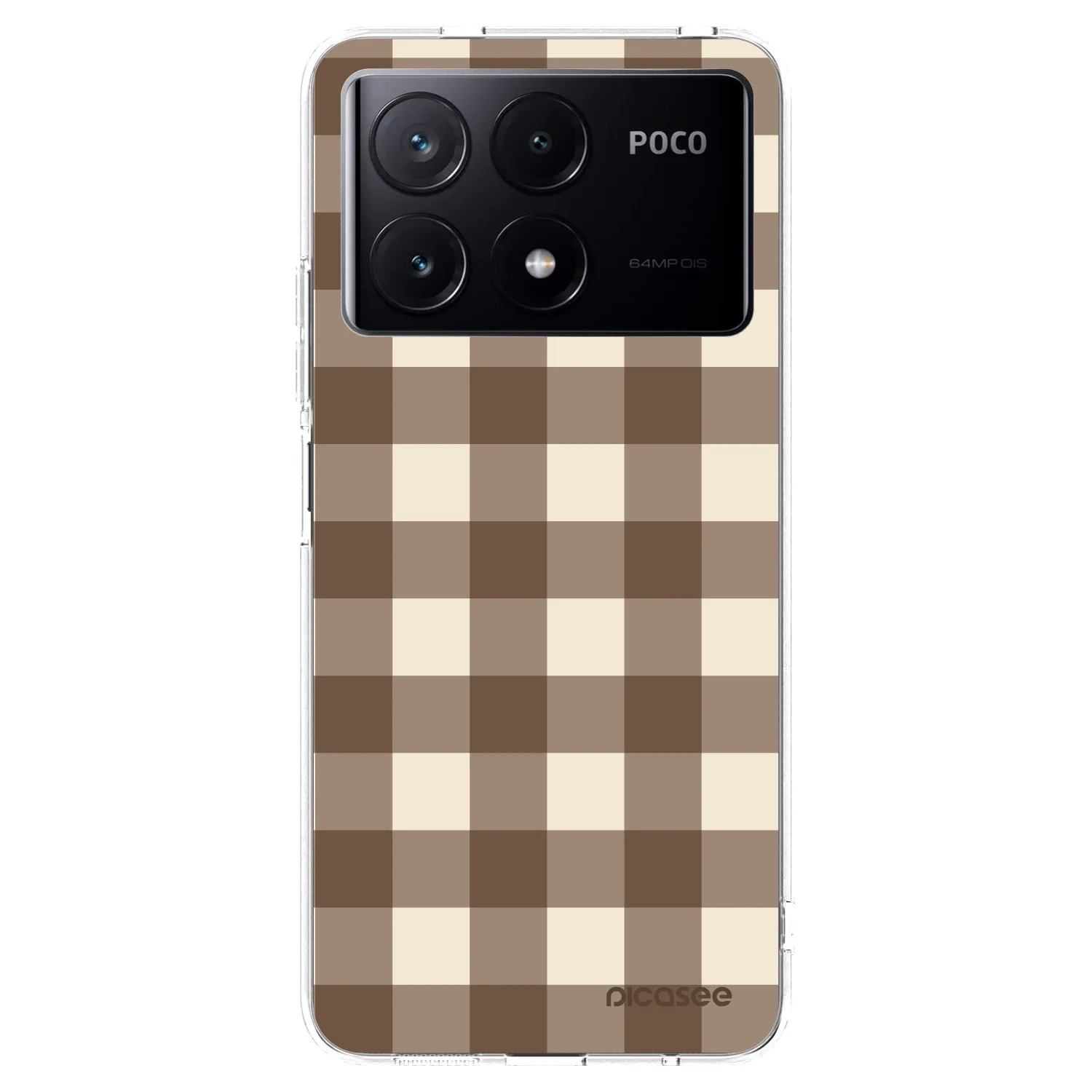 Picasee silikónový prehľadný obal pre Xiaomi Poco X6 Pro - Brown grid