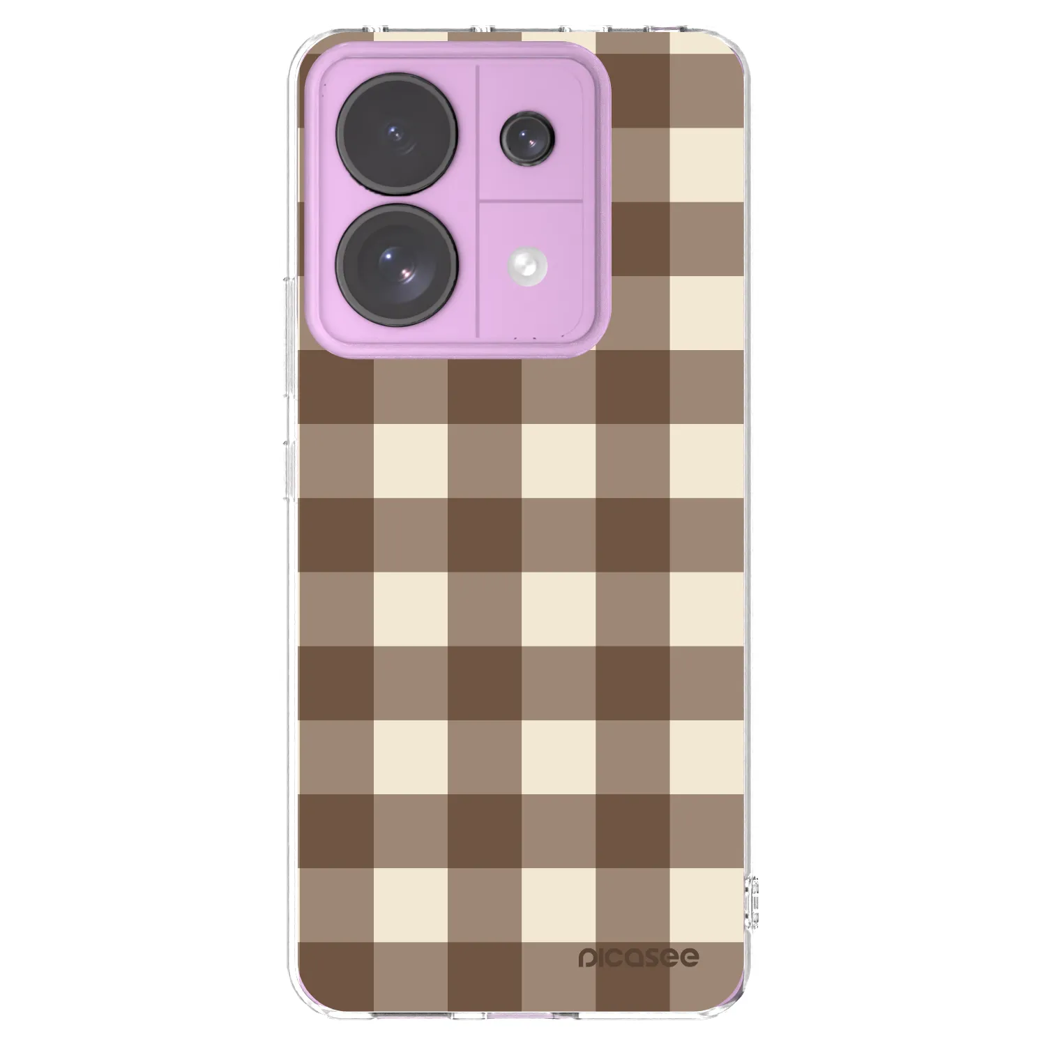 Picasee silikónový prehľadný obal pre Xiaomi Redmi Note 13 Pro 5G - Brown grid