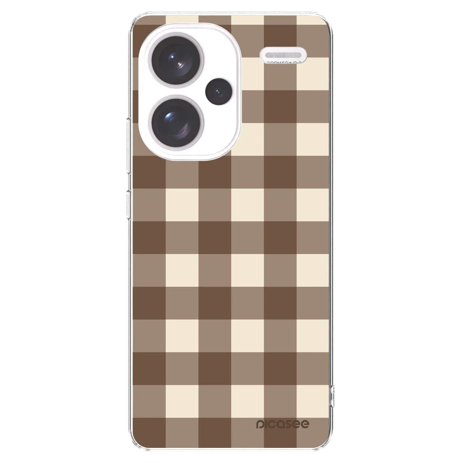 Picasee silikónový prehľadný obal pre Xiaomi Redmi Note 13 Pro+ 5G - Brown grid