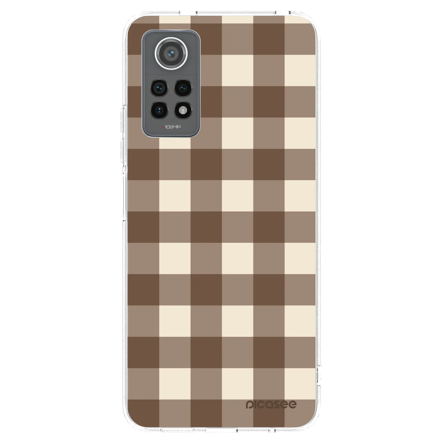 Picasee silikónový prehľadný obal pre Xiaomi Redmi Note 12 Pro 4G - Brown grid
