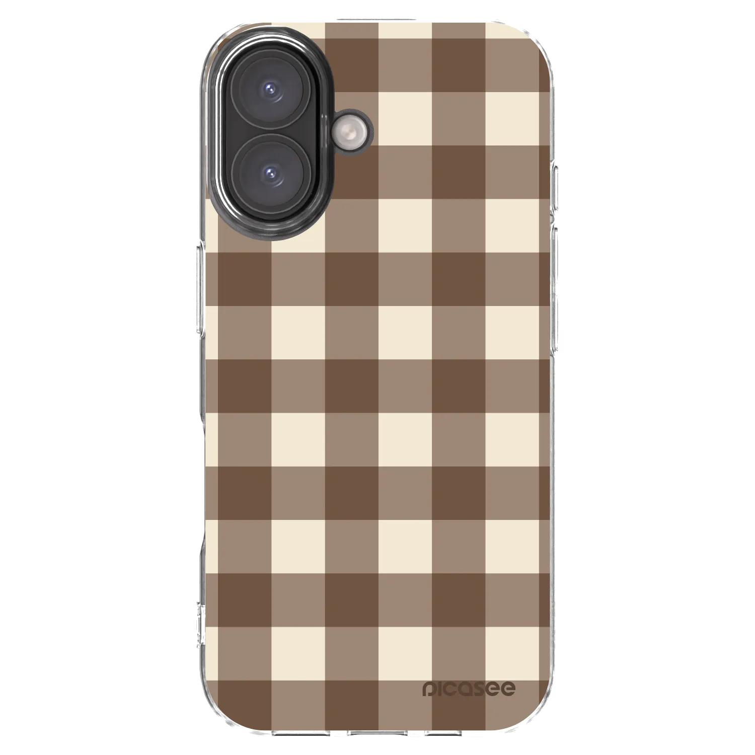 Picasee silikónový prehľadný obal pre Apple iPhone 16 - Brown grid
