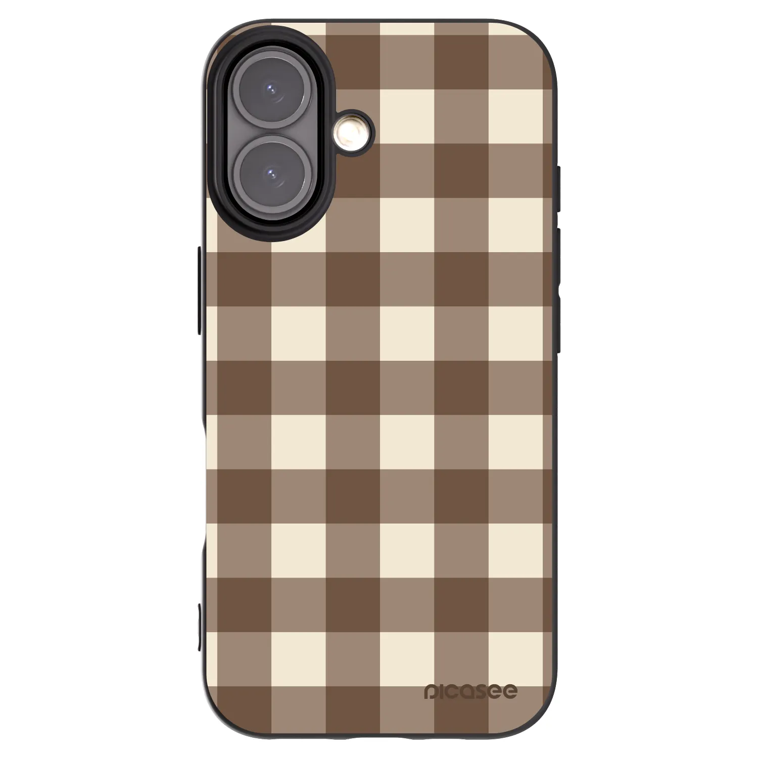 Picasee silikónový čierny obal pre Apple iPhone 16 - Brown grid