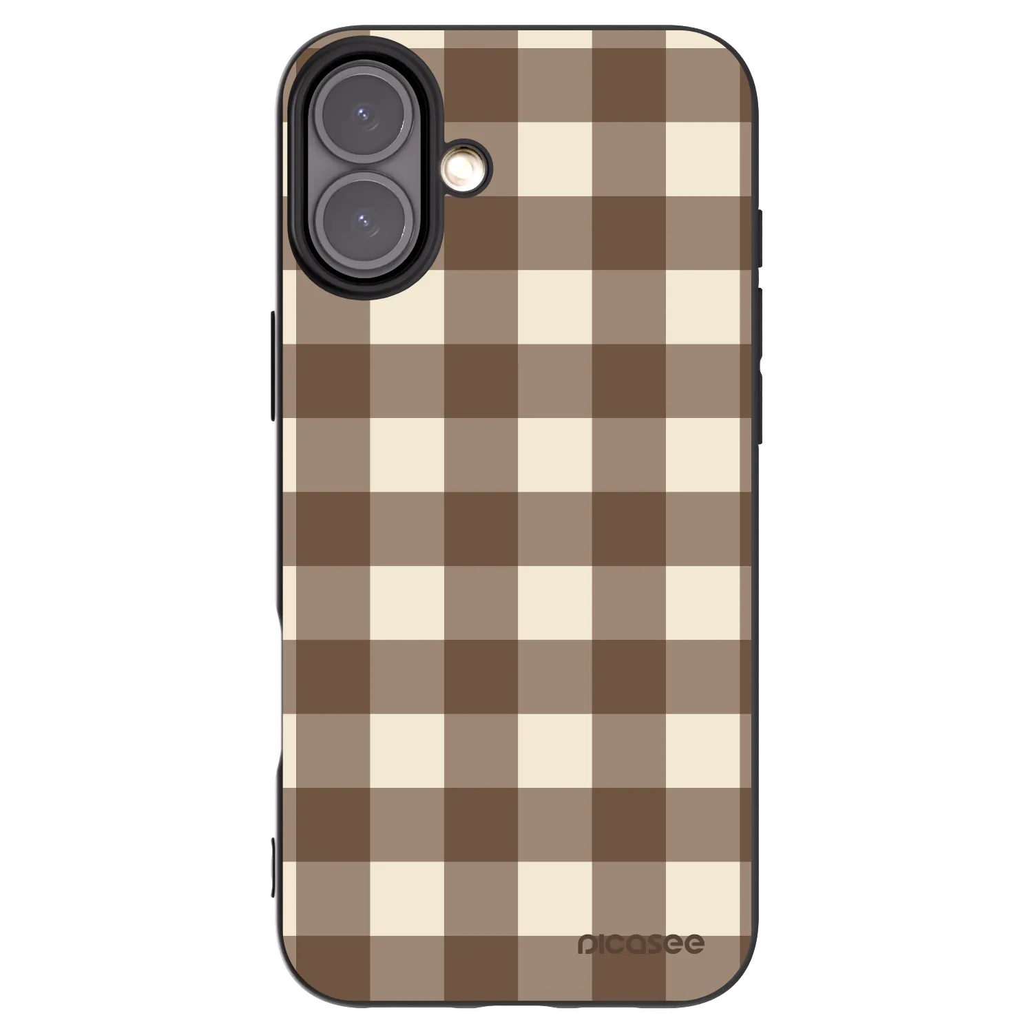 Picasee silikónový čierny obal pre Apple iPhone 16 Plus - Brown grid