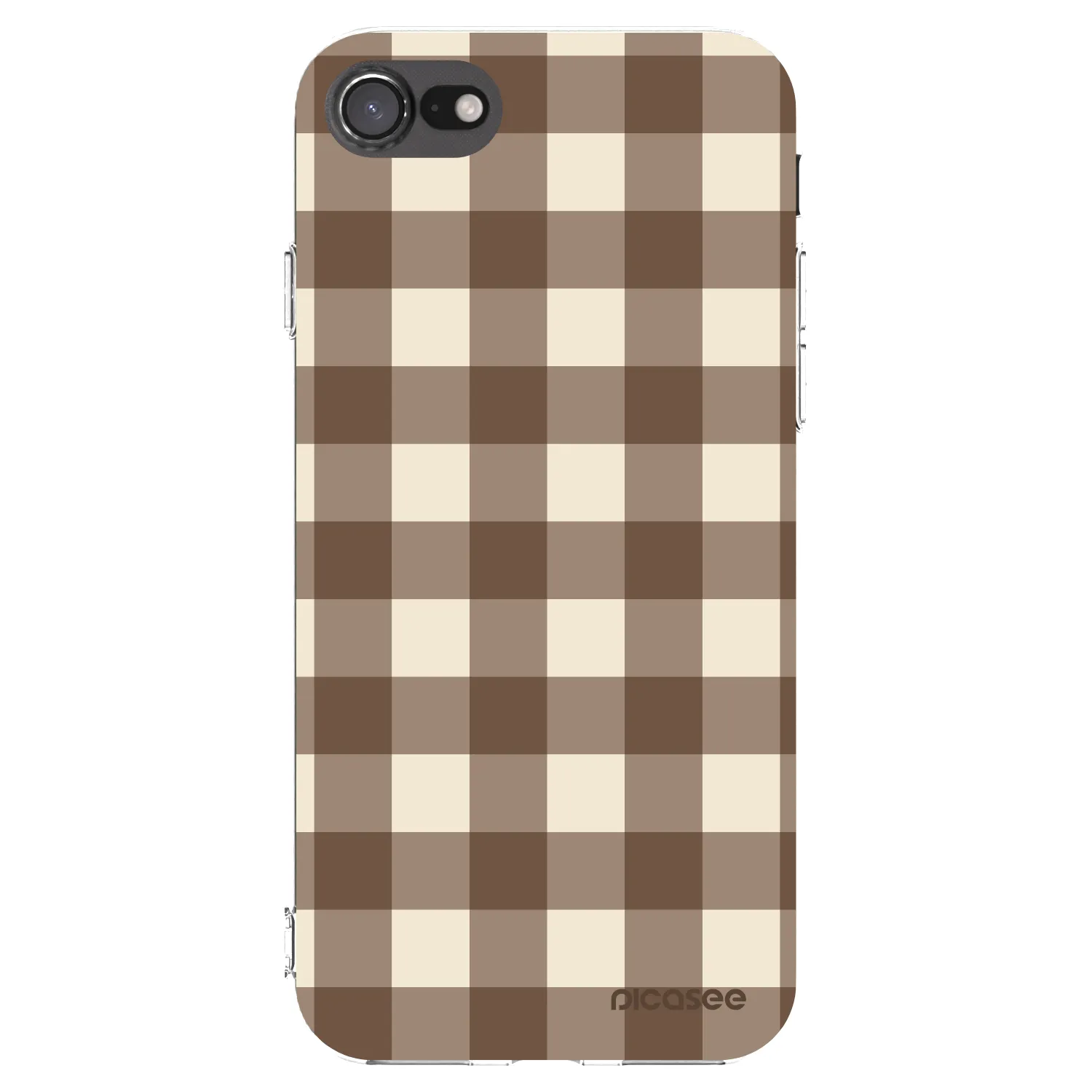 Picasee silikónový prehľadný obal pre Apple iPhone 7 - Brown grid