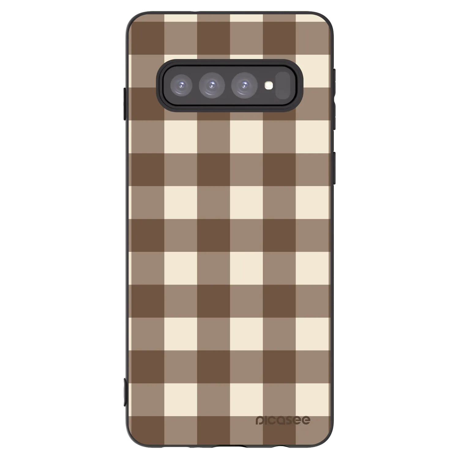 Picasee silikónový čierny obal pre Samsung Galaxy S10 G973 - Brown grid