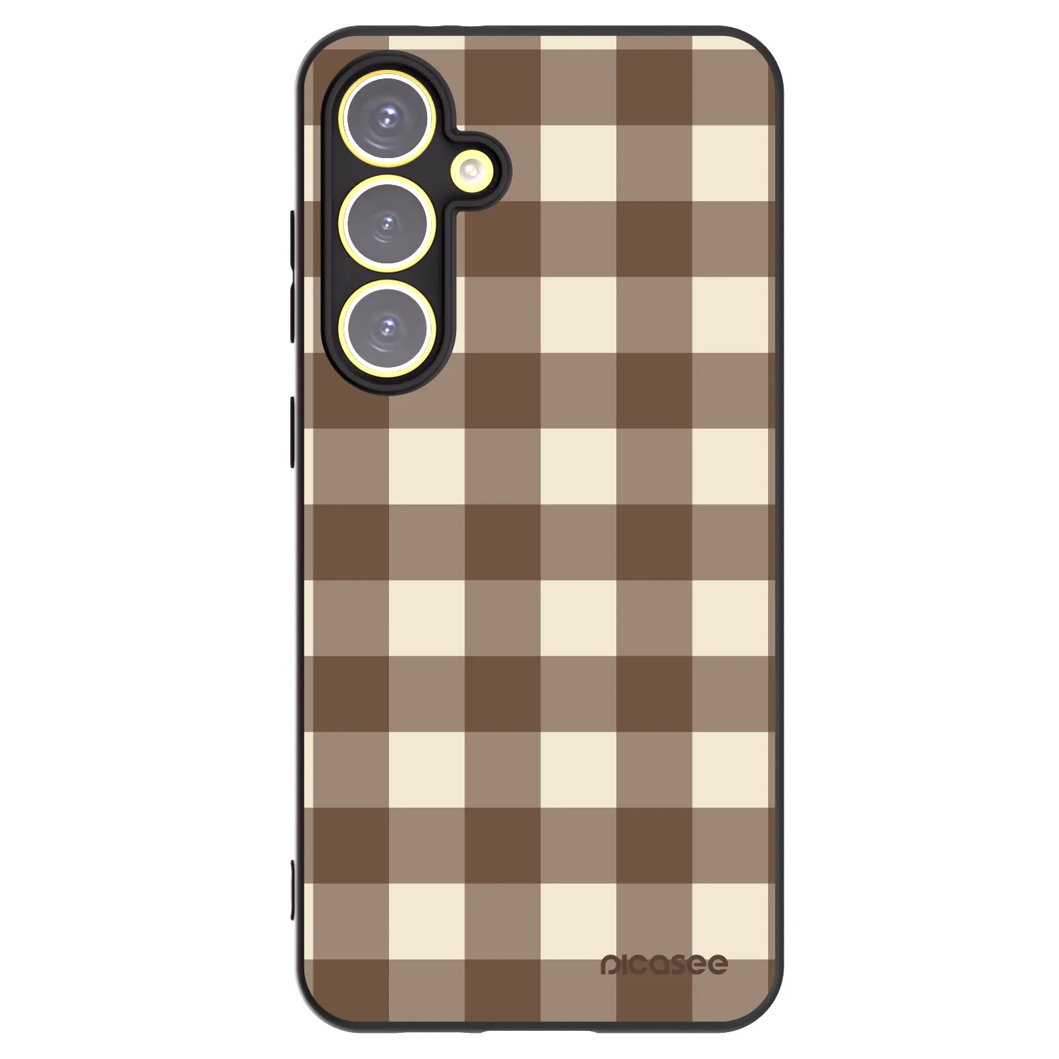 Picasee silikónový čierny obal pre Samsung Galaxy S24 FE S721B - Brown grid