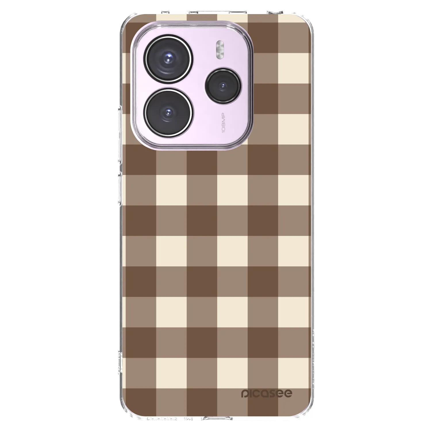 Picasee silikónový prehľadný obal pre Xiaomi Redmi Note 14 5G - Brown grid