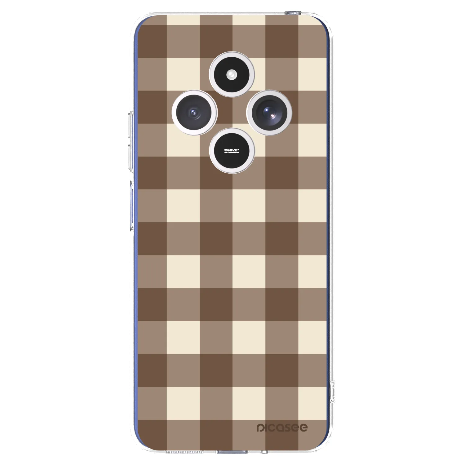Picasee silikónový prehľadný obal pre Xiaomi Redmi 14C - Brown grid
