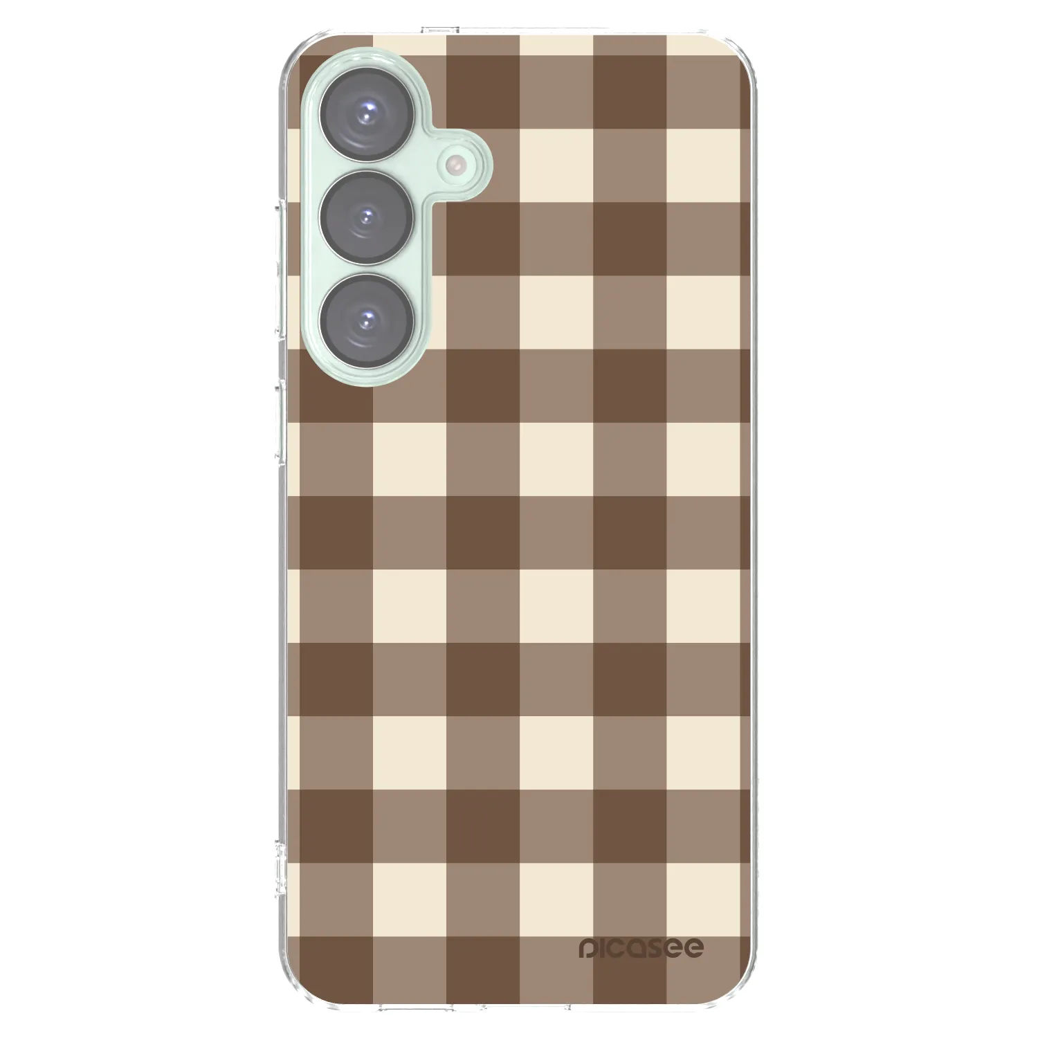 Picasee silikónový prehľadný obal pre Samsung Galaxy S25+ 5G - Brown grid