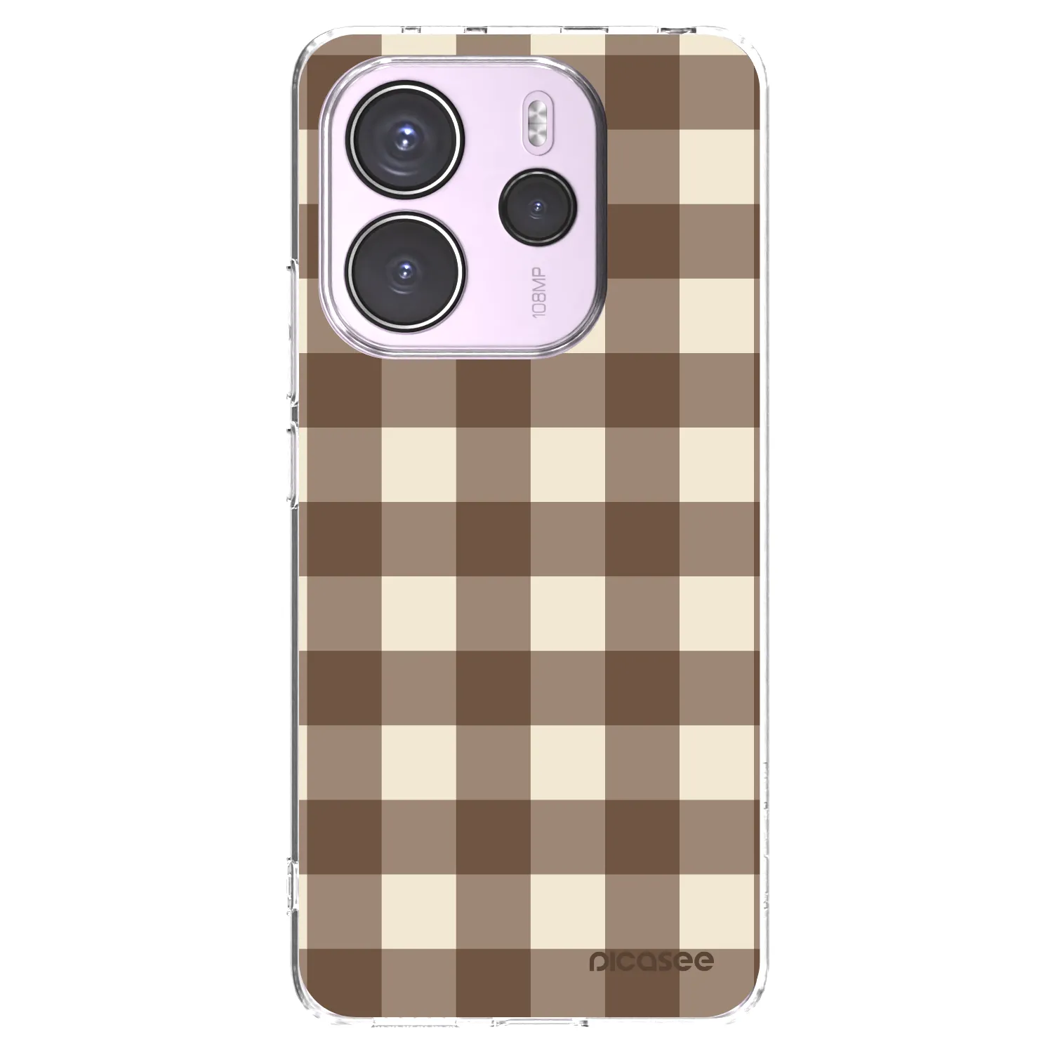 Picasee silikónový prehľadný obal pre Xiaomi Redmi Note 14 4G - Brown grid