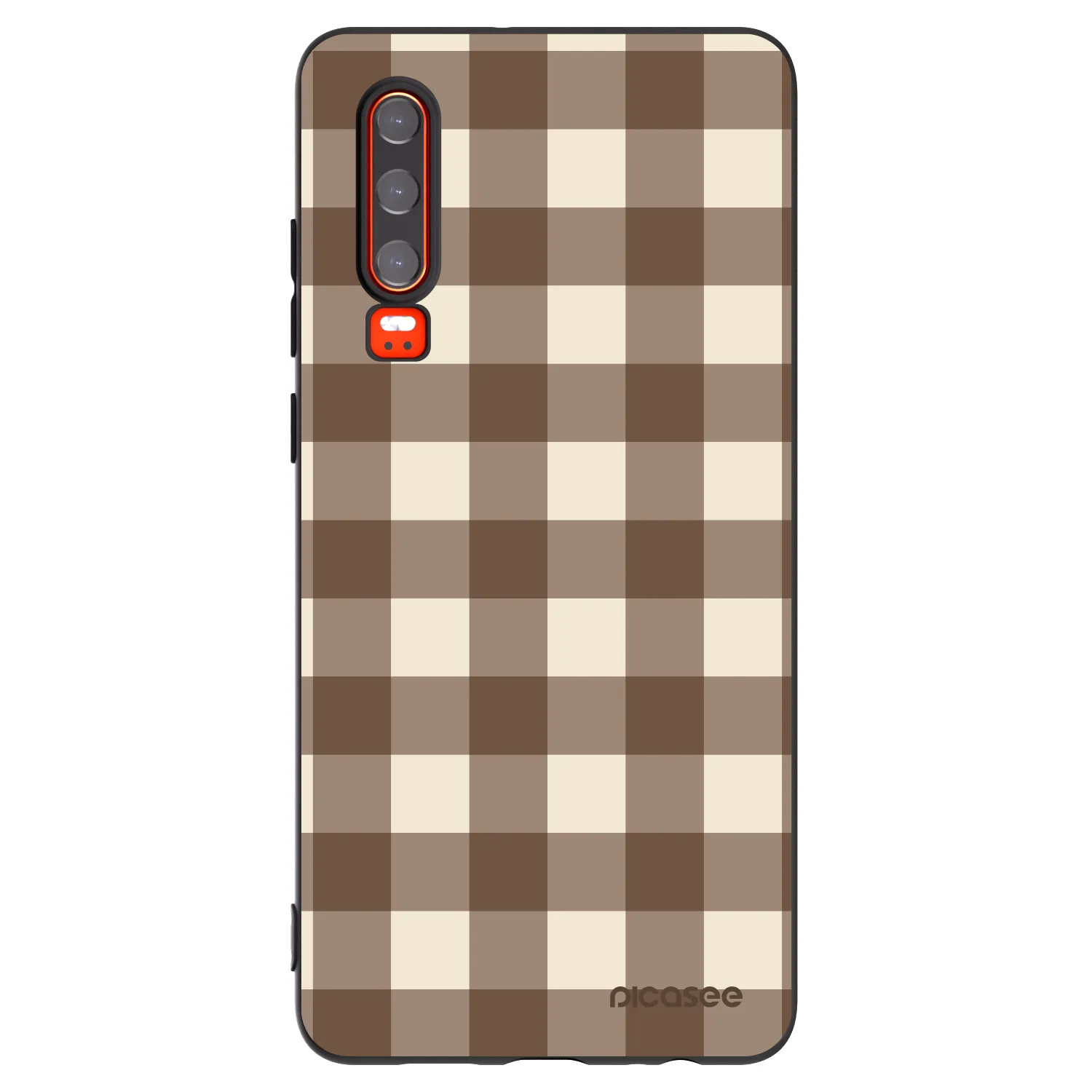 Picasee silikónový čierny obal pre Huawei P30 - Brown grid