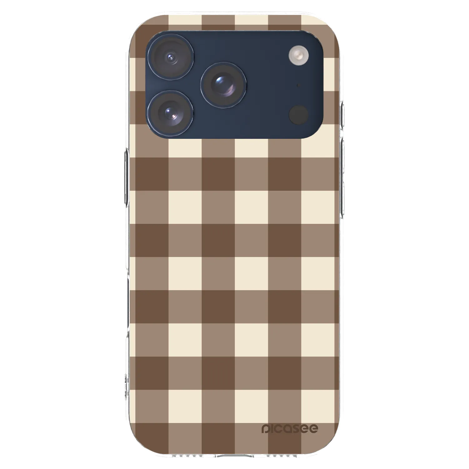 Picasee silikónový prehľadný obal pre Apple iPhone 17 Pro - Brown grid