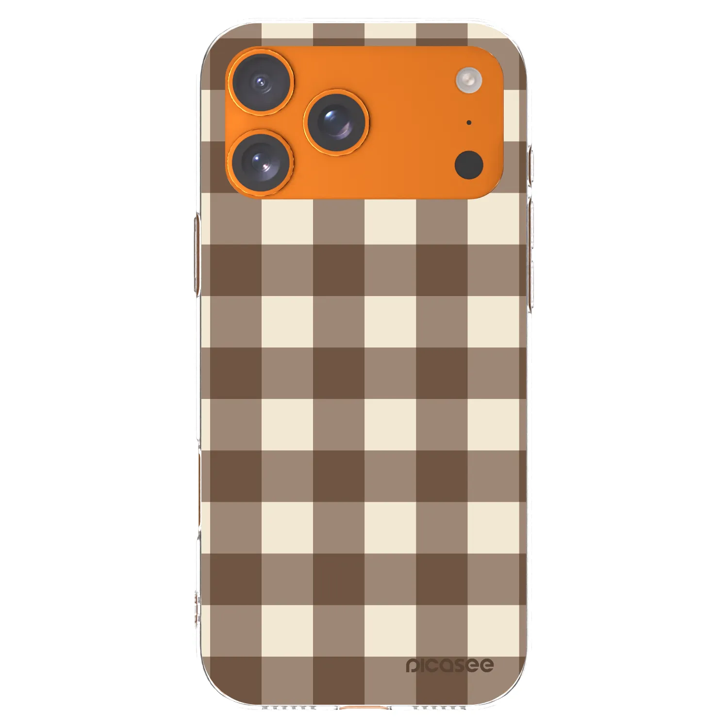 Picasee silikónový prehľadný obal pre Apple iPhone 17 Pro Max - Brown grid