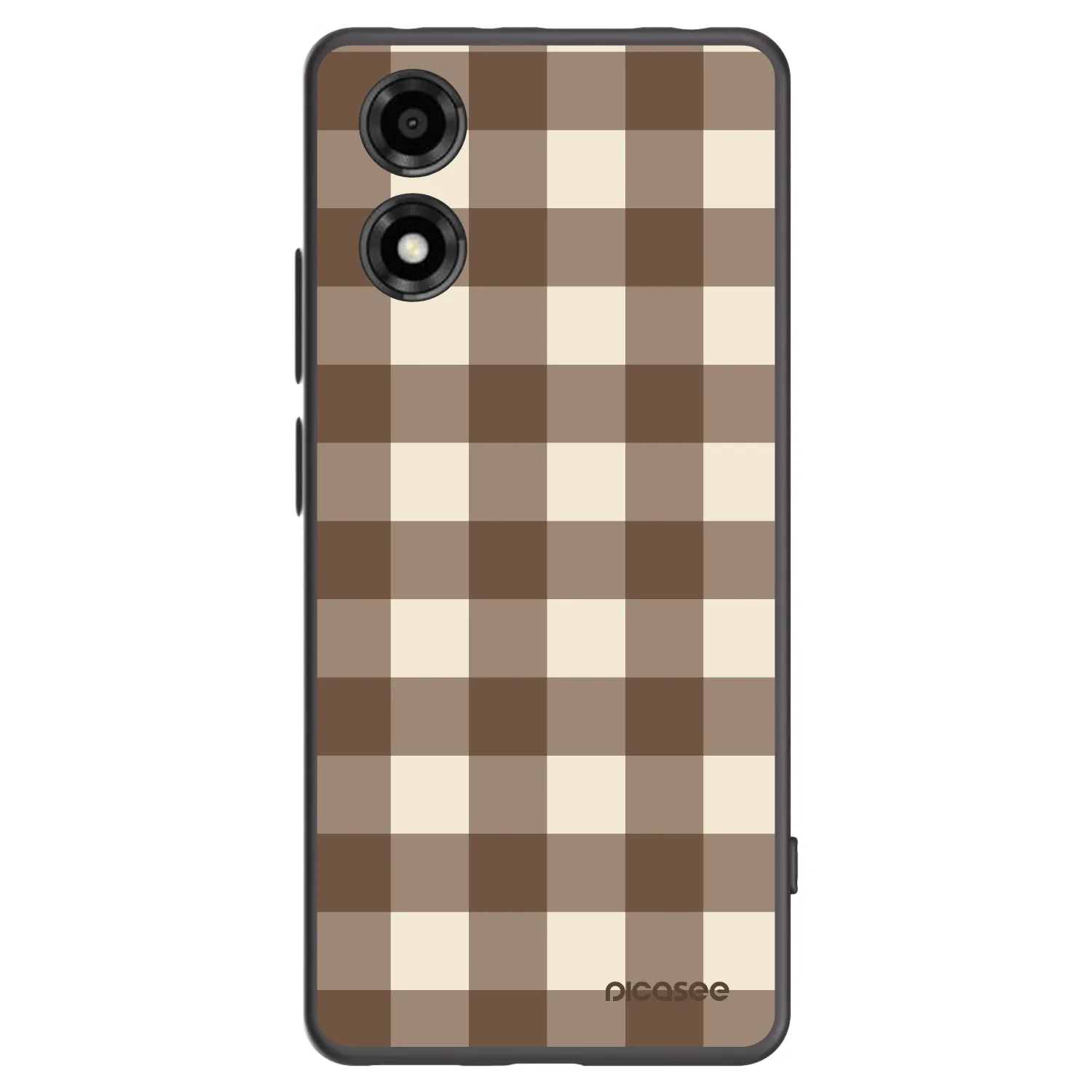 Picasee silikónový čierny obal pre Motorola Moto E14 - Brown grid