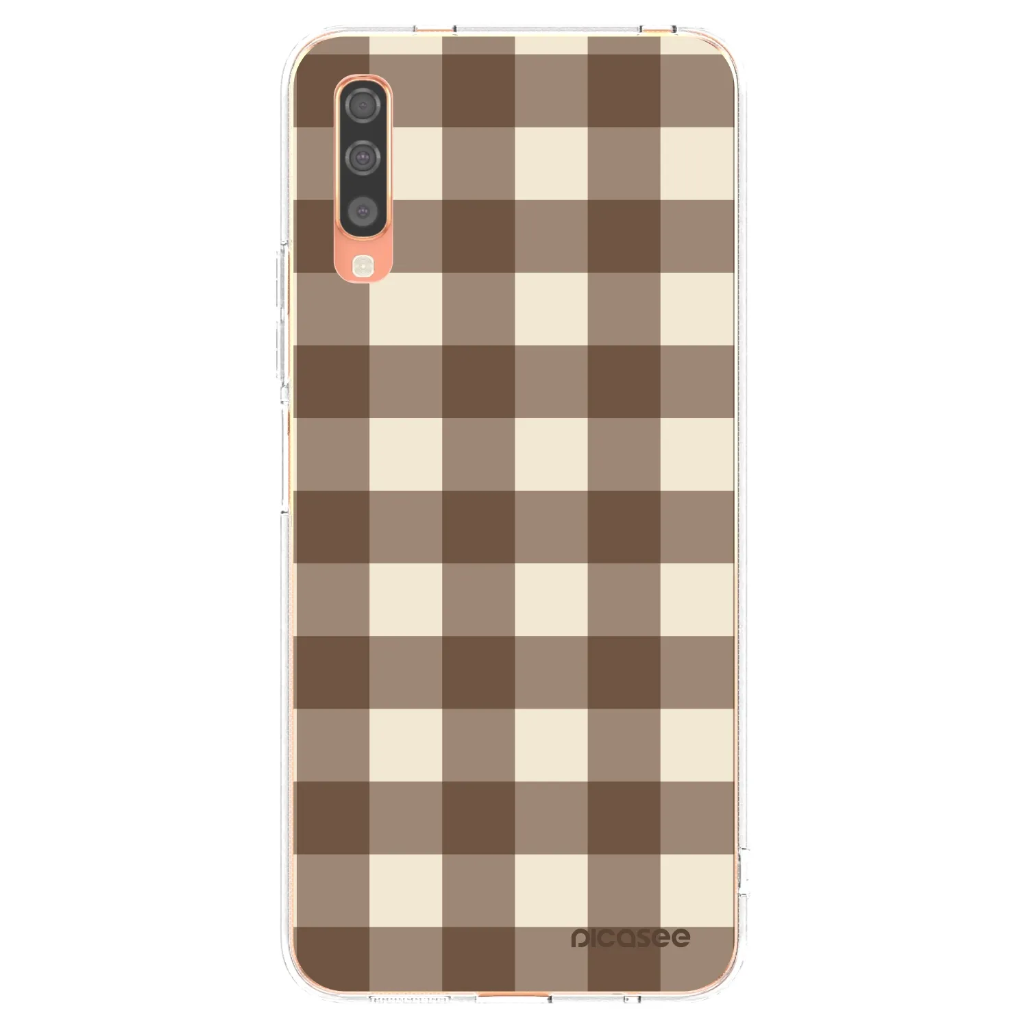Picasee silikónový prehľadný obal pre Samsung Galaxy A70 A705F - Brown grid