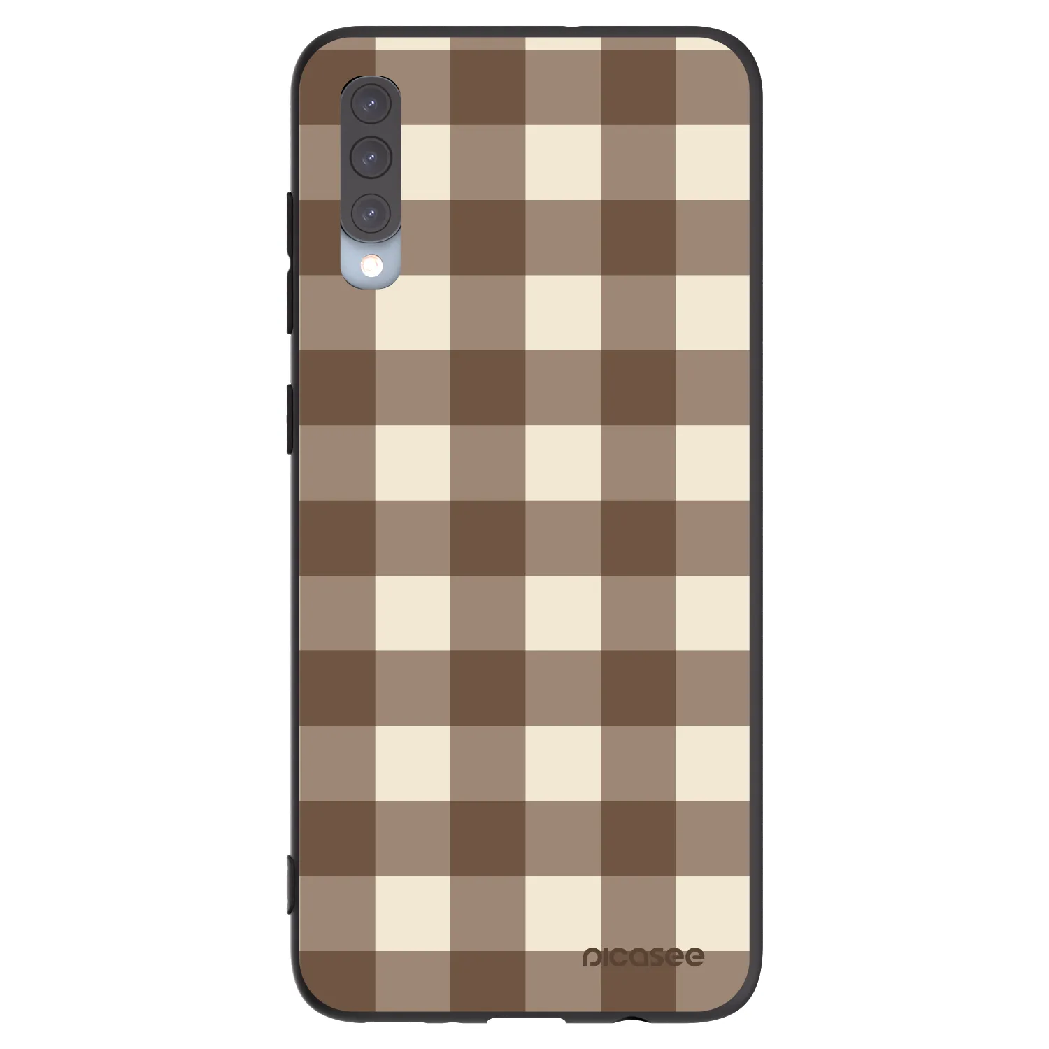 Picasee silikónový čierny obal pre Samsung Galaxy A70 A705F - Brown grid