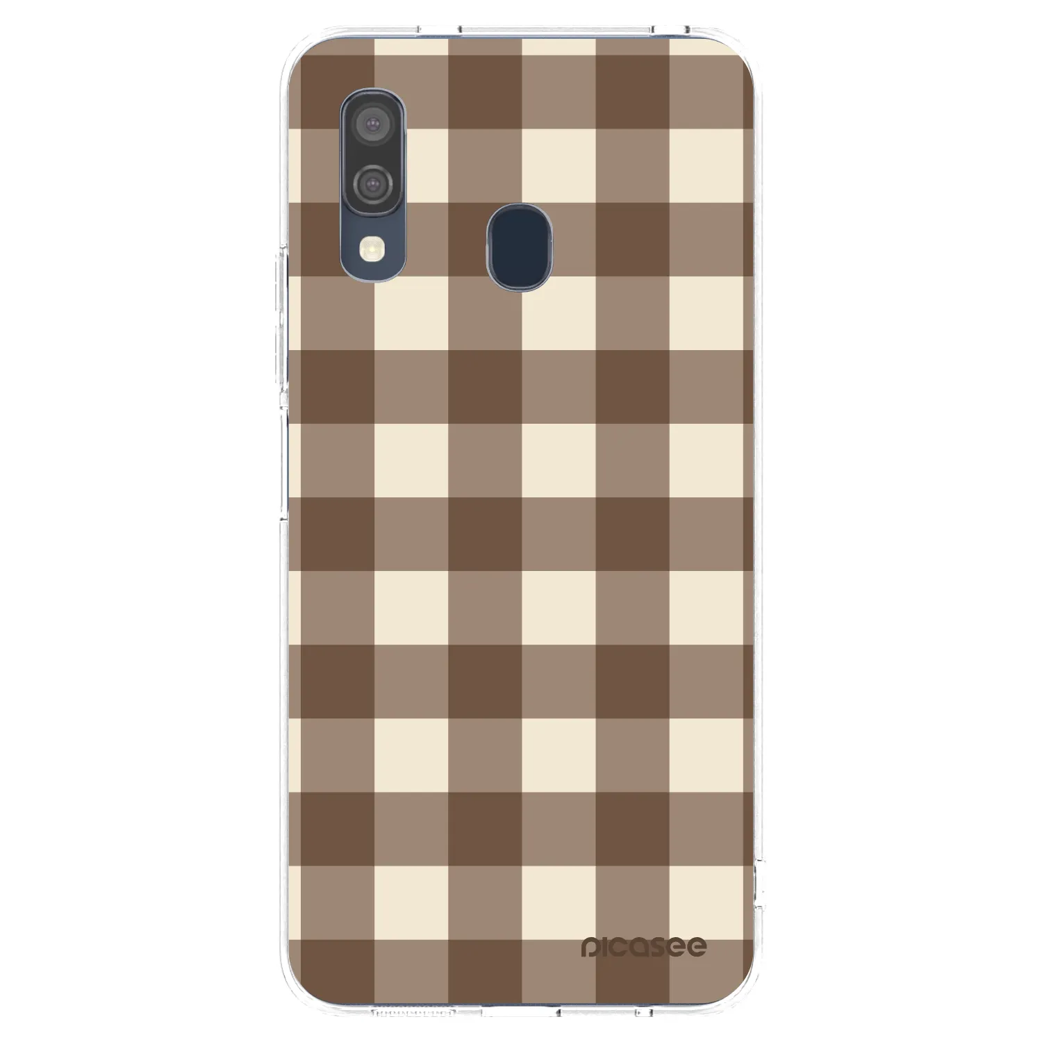 Picasee silikónový prehľadný obal pre Samsung Galaxy A40 A405F - Brown grid