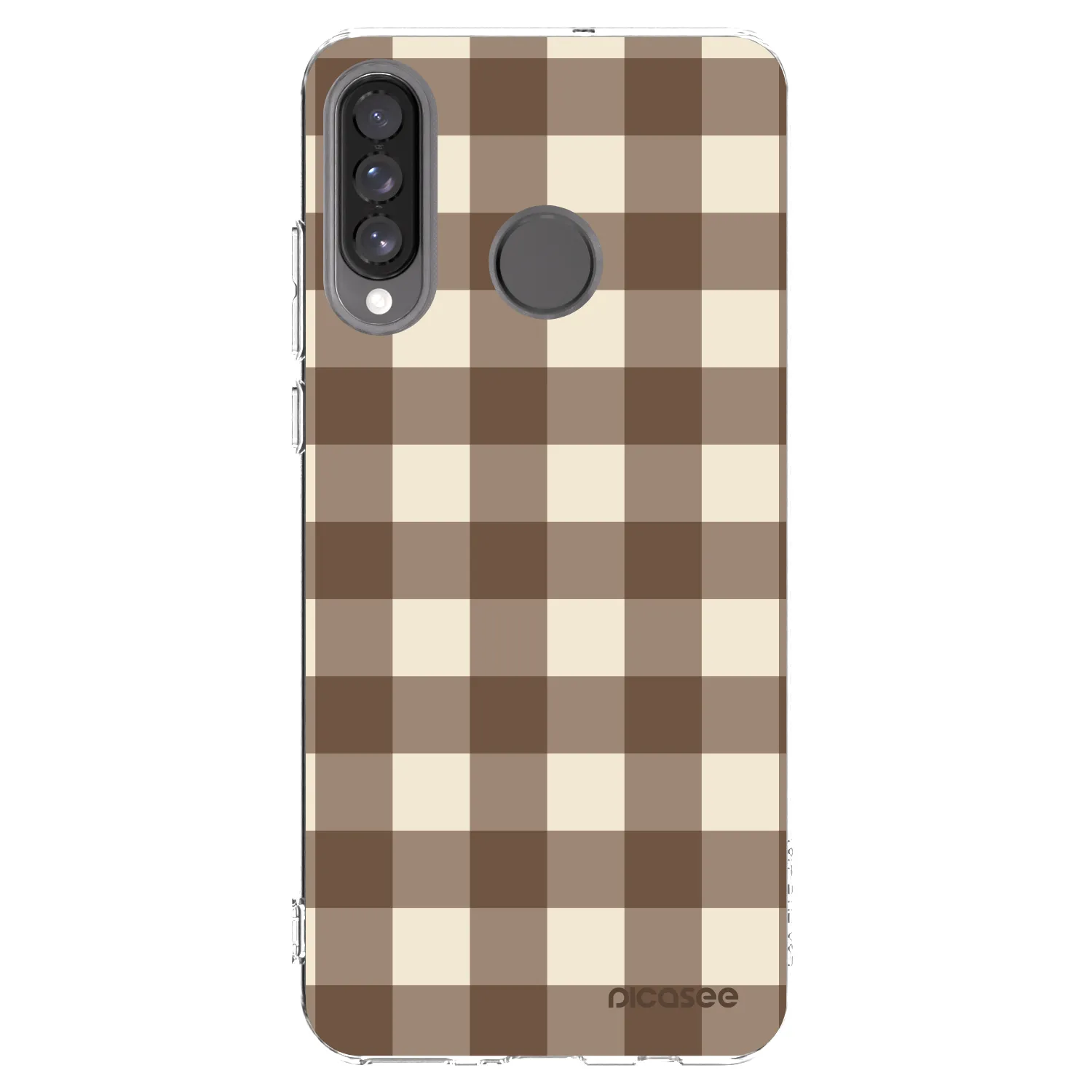 Picasee silikónový prehľadný obal pre Huawei P30 Lite - Brown grid