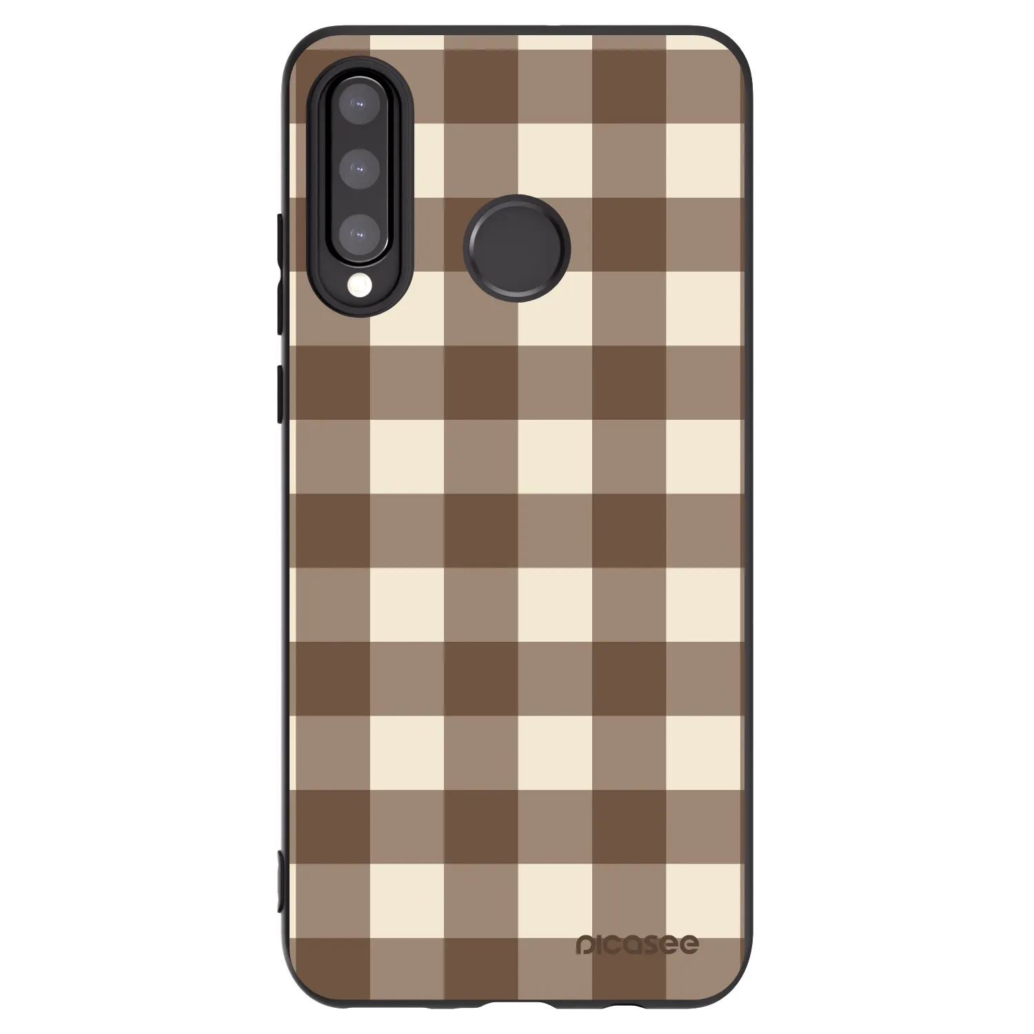 Picasee silikónový čierny obal pre Huawei P30 Lite - Brown grid