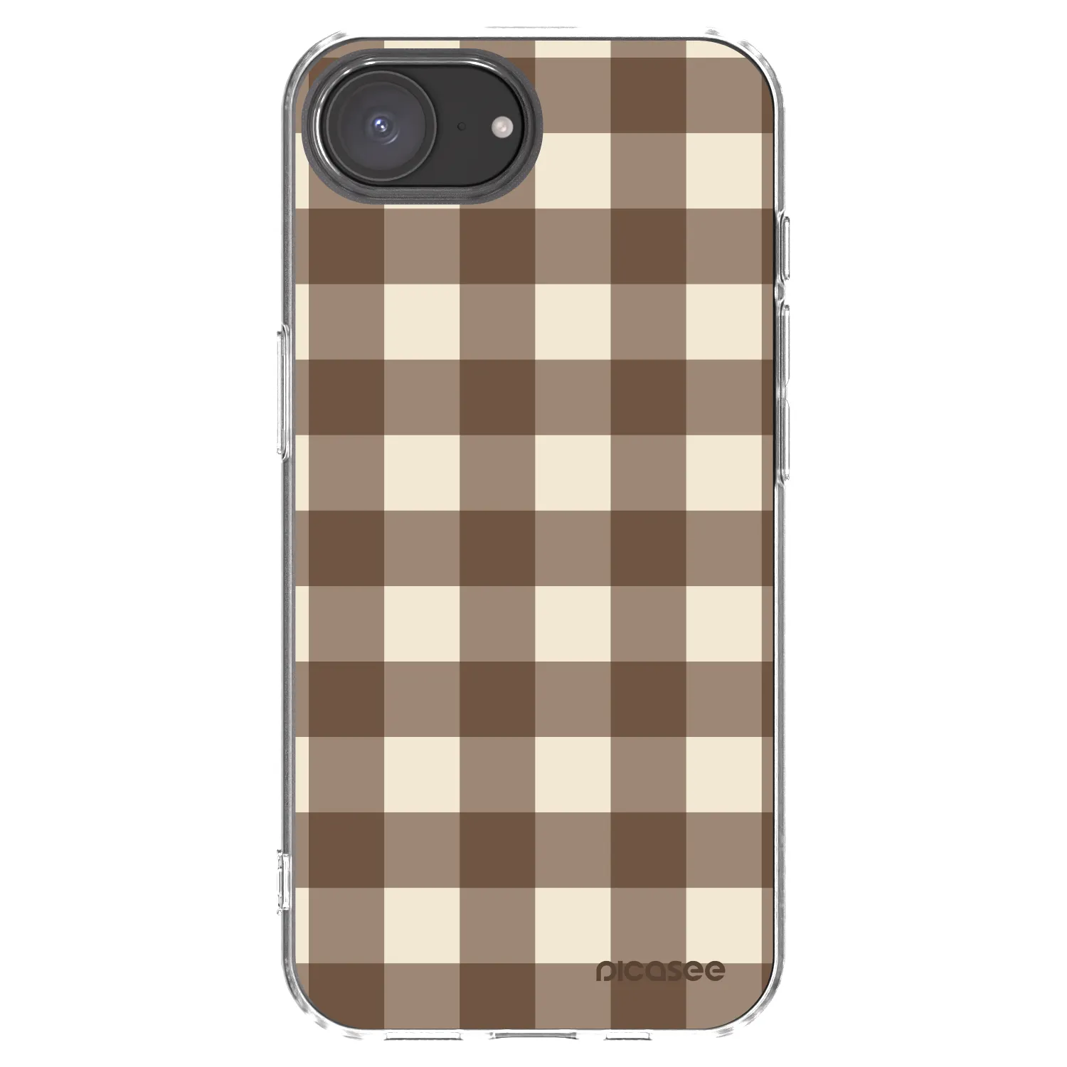 Picasee silikónový prehľadný obal pre Apple iPhone 17e - Brown grid
