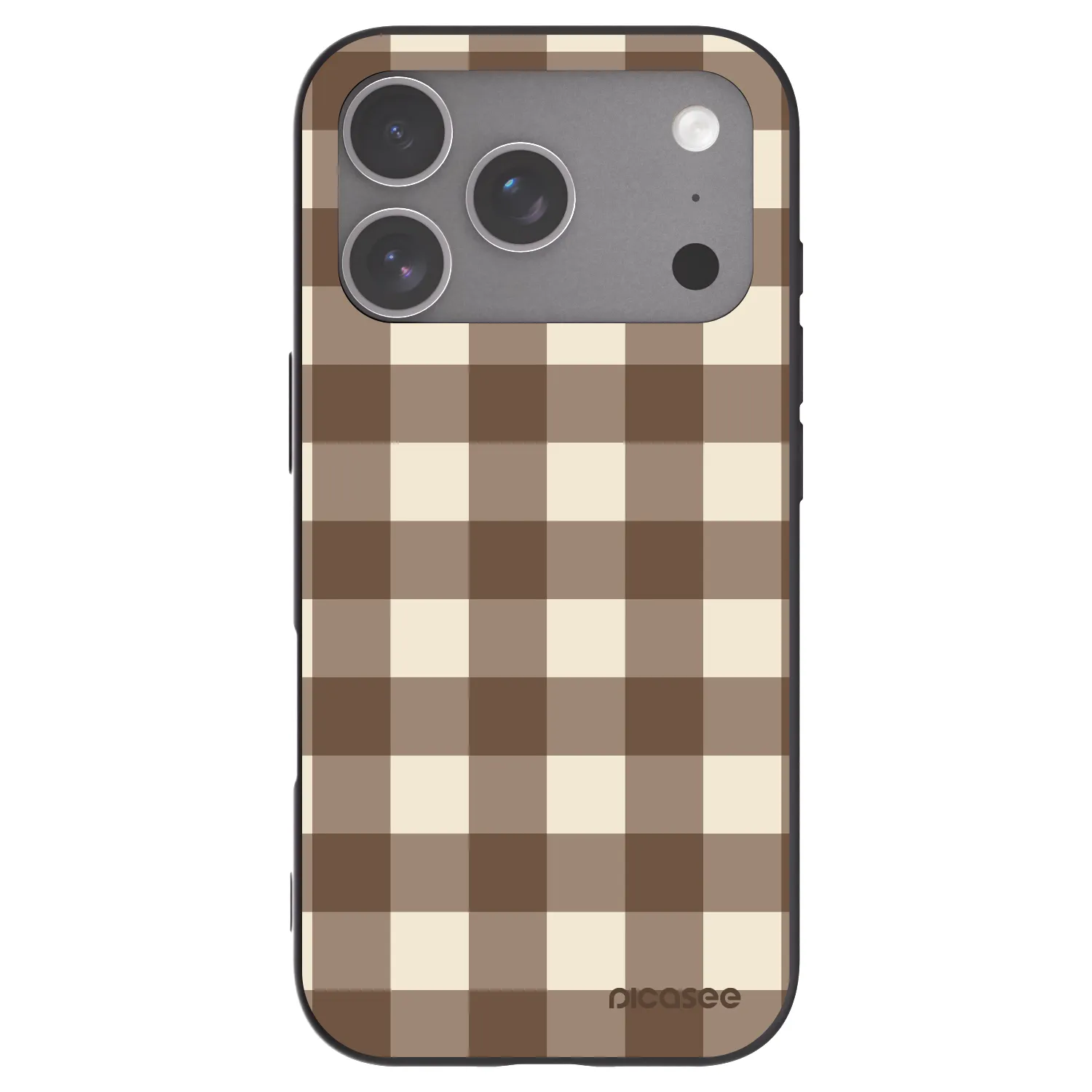 Picasee silikónový čierny obal pre Apple iPhone 18 Pro - Brown grid