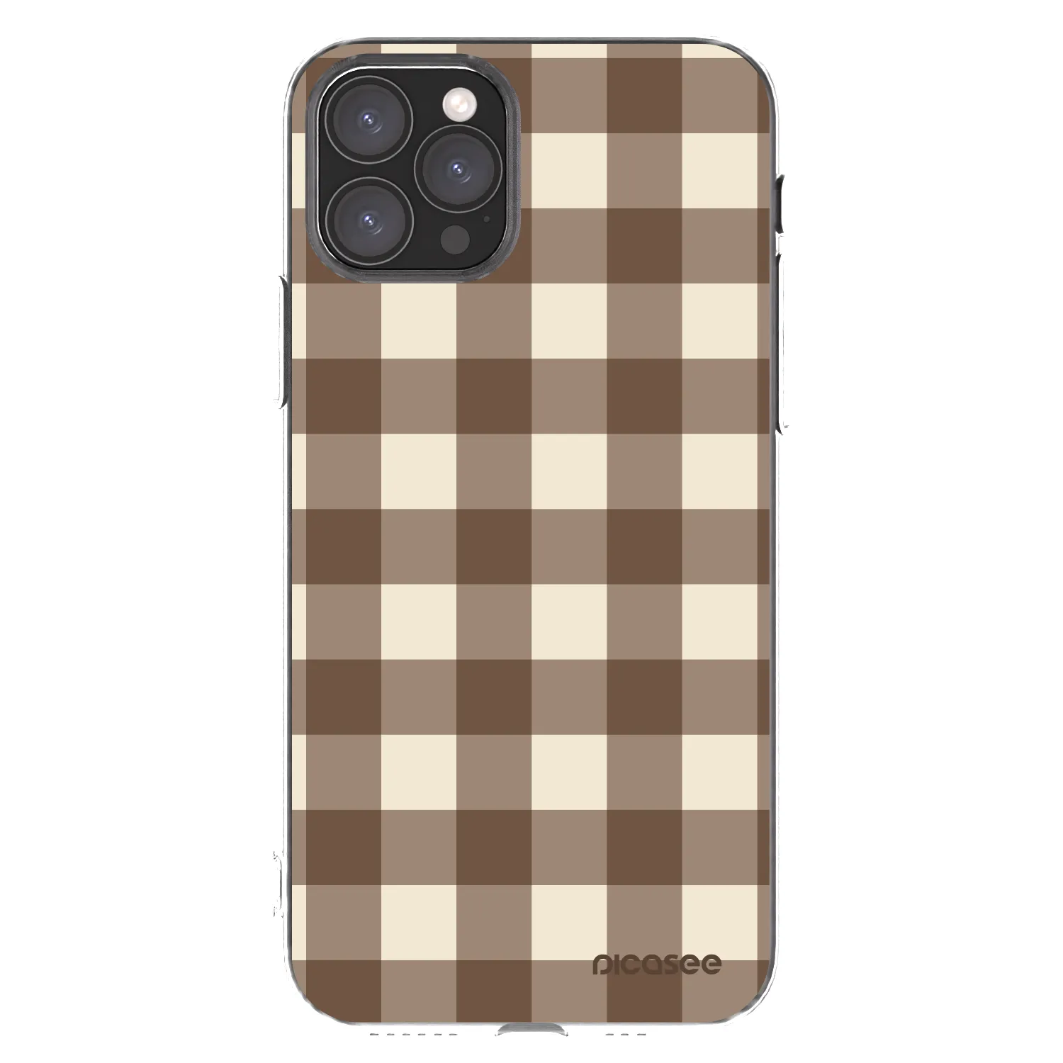 Picasee silikónový prehľadný obal pre Apple iPhone 11 Pro - Brown grid
