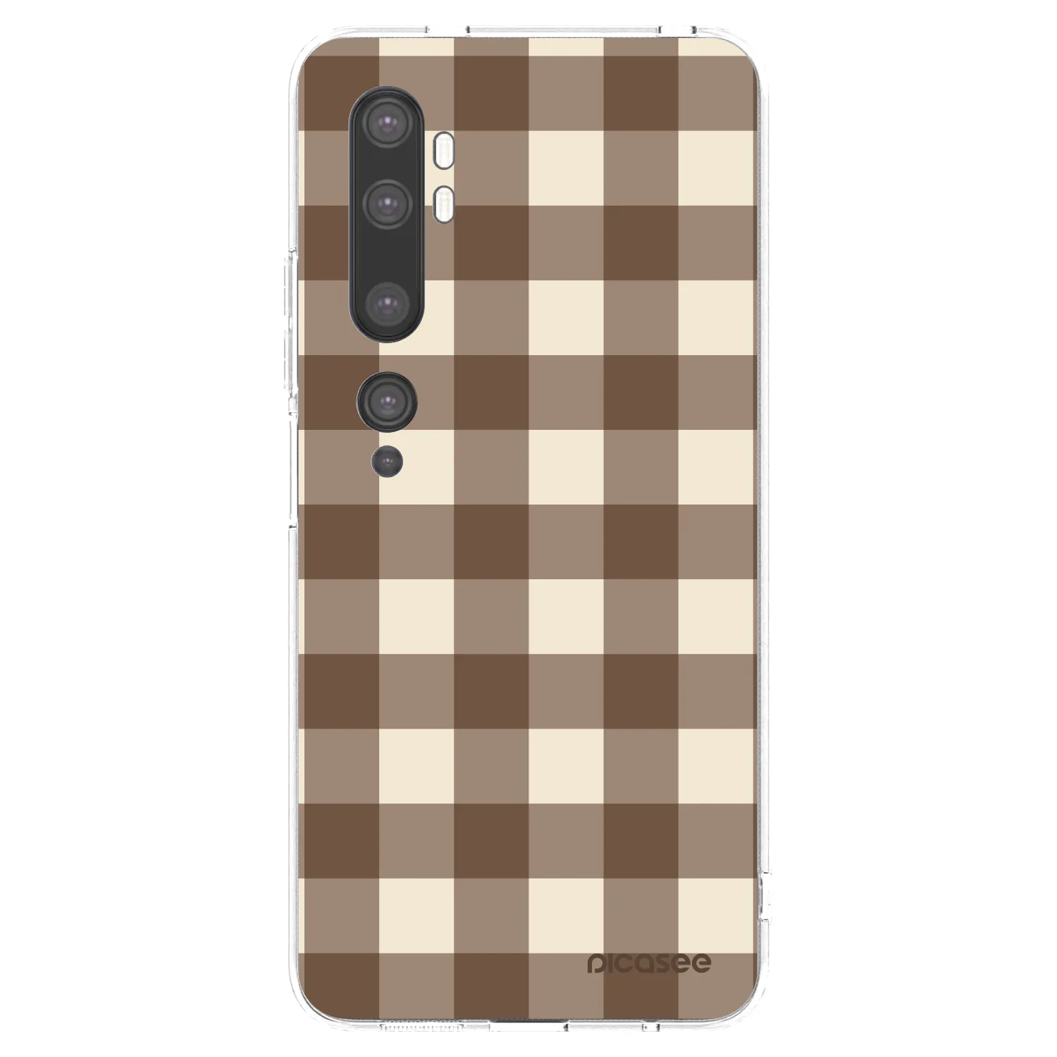 Picasee silikónový prehľadný obal pre Xiaomi Mi Note 10 (Pro) - Brown grid