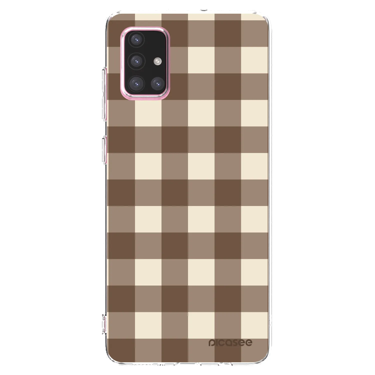 Picasee silikónový prehľadný obal pre Samsung Galaxy A71 A715F - Brown grid