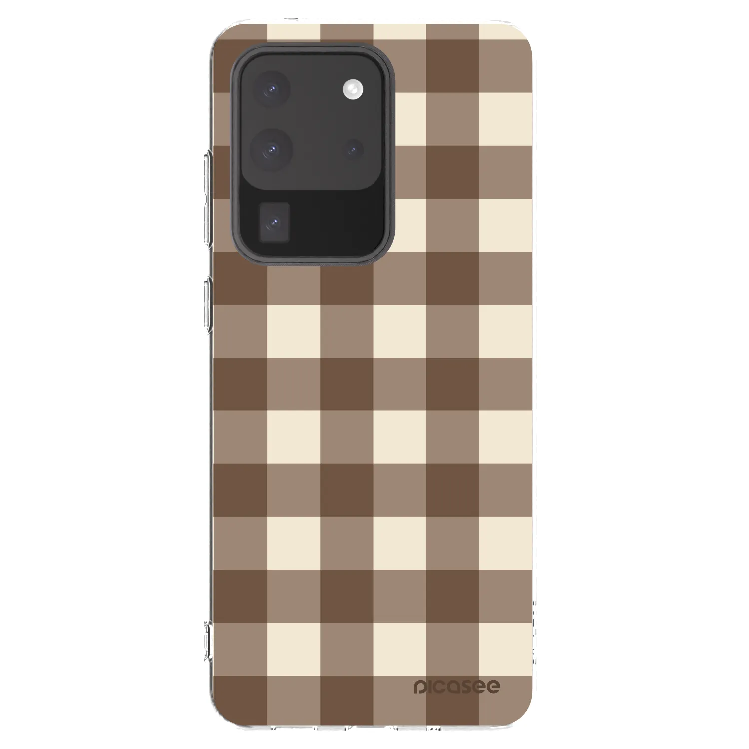 Picasee silikónový prehľadný obal pre Samsung Galaxy S20 Ultra 5G G988F - Brown grid