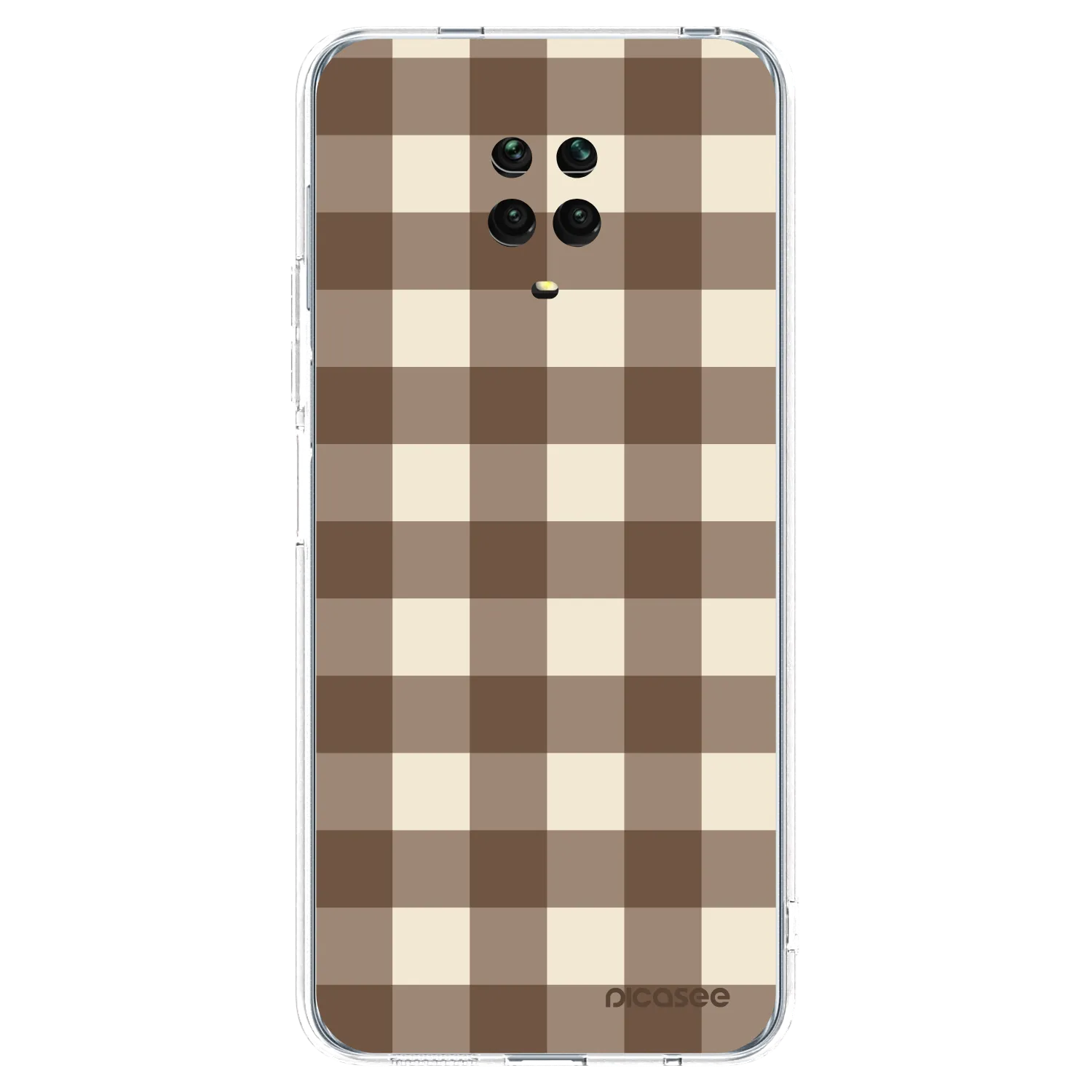 Picasee silikónový prehľadný obal pre Xiaomi Redmi Note 9 Pro - Brown grid