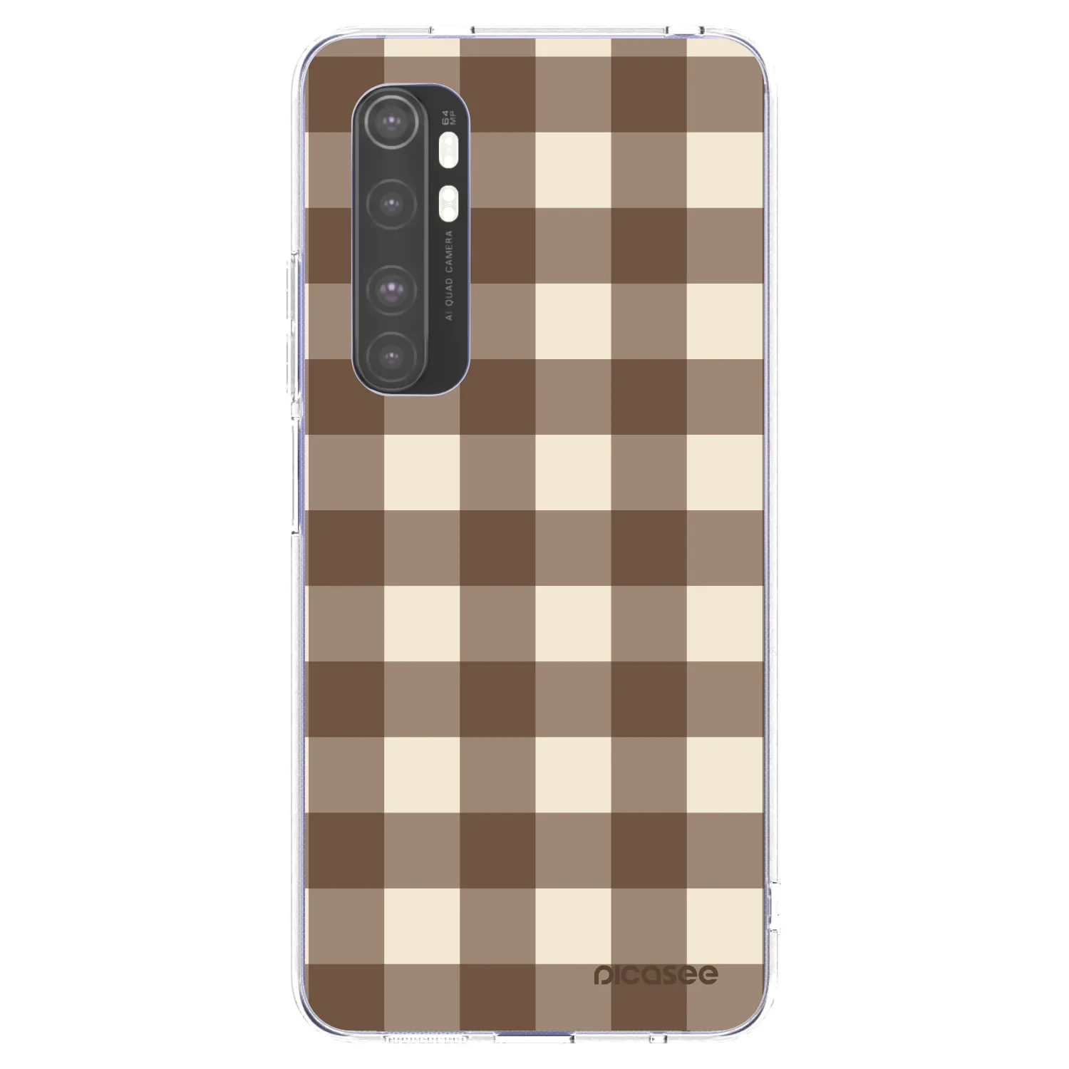 Picasee silikónový prehľadný obal pre Xiaomi Mi Note 10 Lite - Brown grid