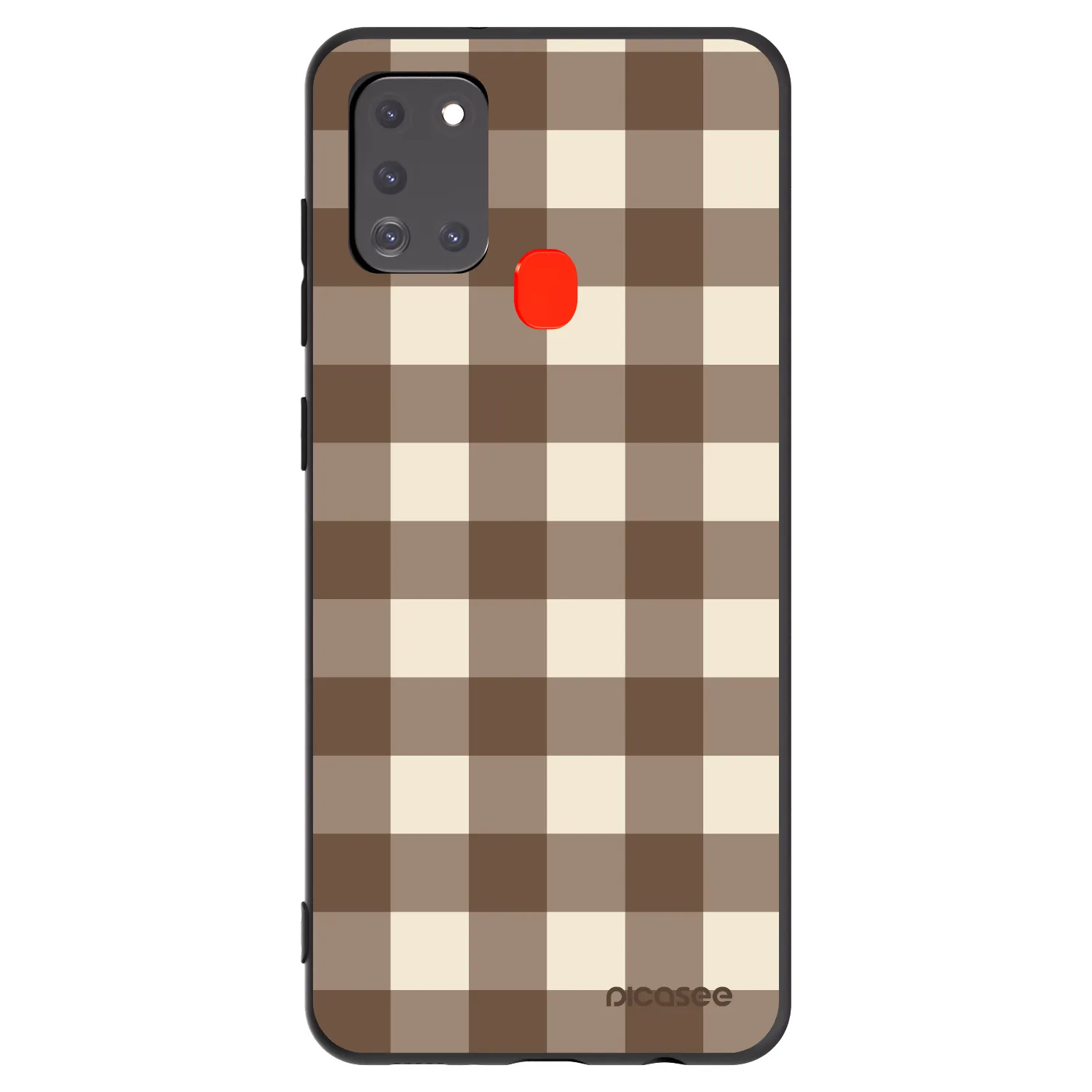 Picasee silikónový čierny obal pre Samsung Galaxy A21s - Brown grid