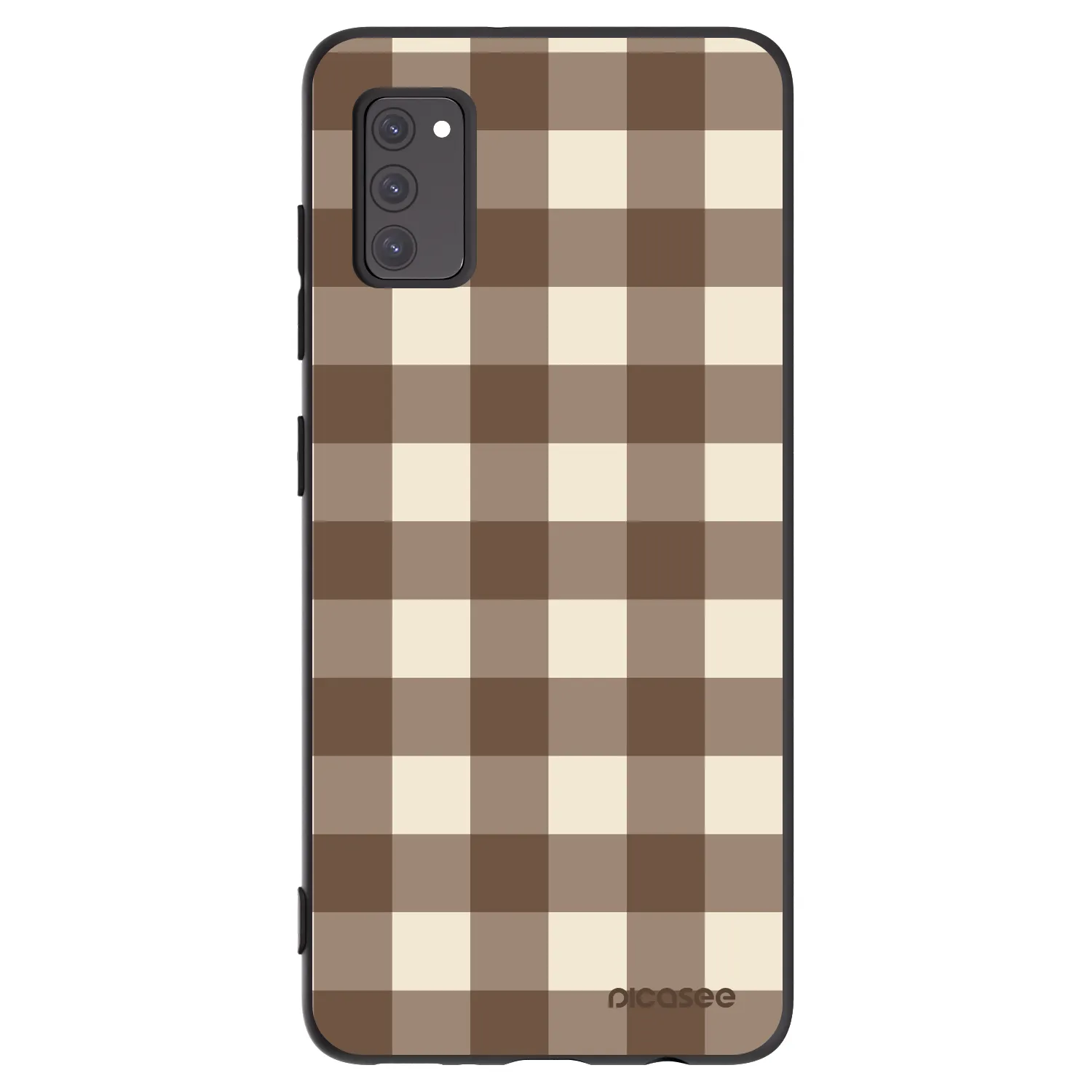 Picasee silikónový čierny obal pre Samsung Galaxy A41 A415F - Brown grid