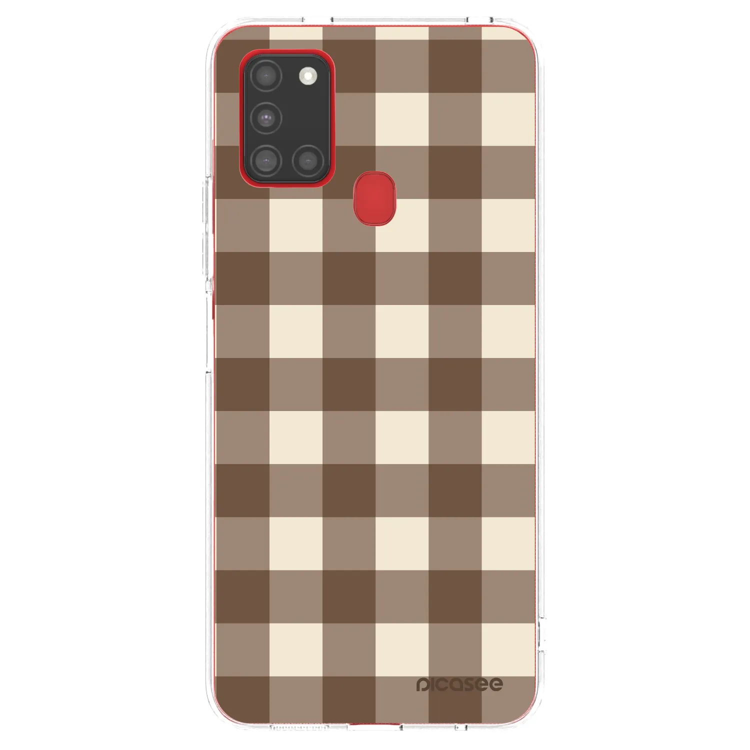 Picasee silikónový prehľadný obal pre Samsung Galaxy A21s - Brown grid