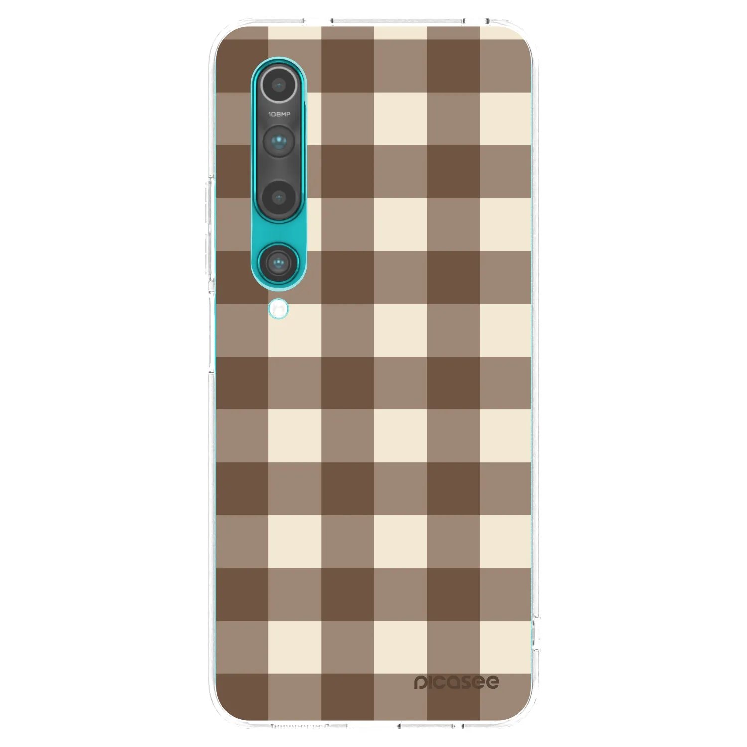 Picasee silikónový prehľadný obal pre Xiaomi Mi 10 - Brown grid